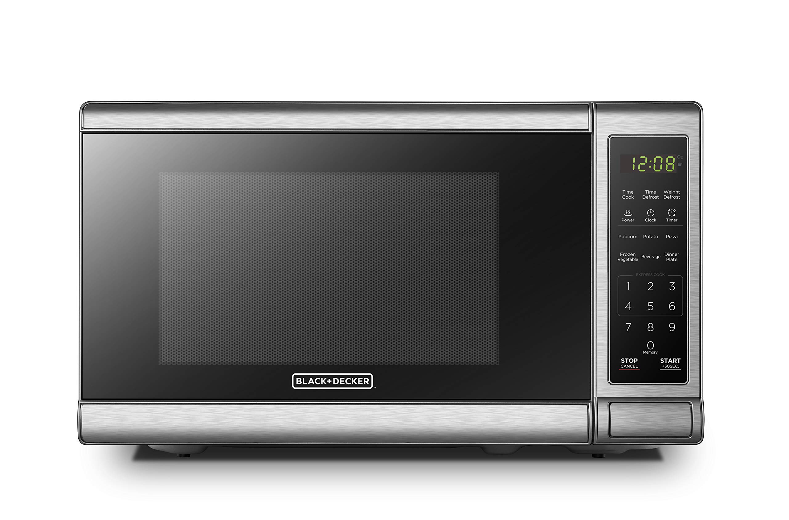 BLACK+DECKER EM720CB7 Digital Microwave Oven with Turntable Push-Button Door, Child Safety Lock, 700W, Stainless Steel, 0.7 Cu.ft product image