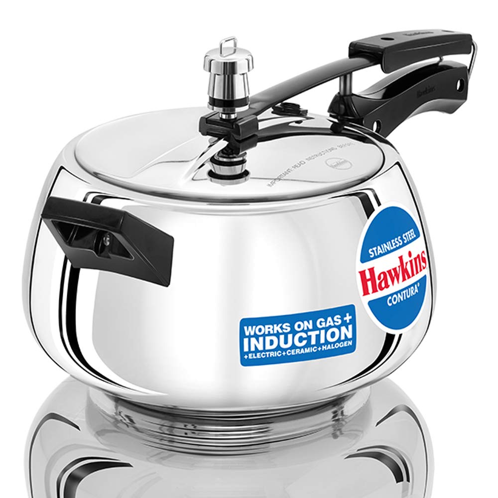 Hawkins 5 Litre Contura Pressure Cooker, Stainless Steel Inner Lid Cooker, Handi Cooker, Induction Cooker, Silver SSC50 product image