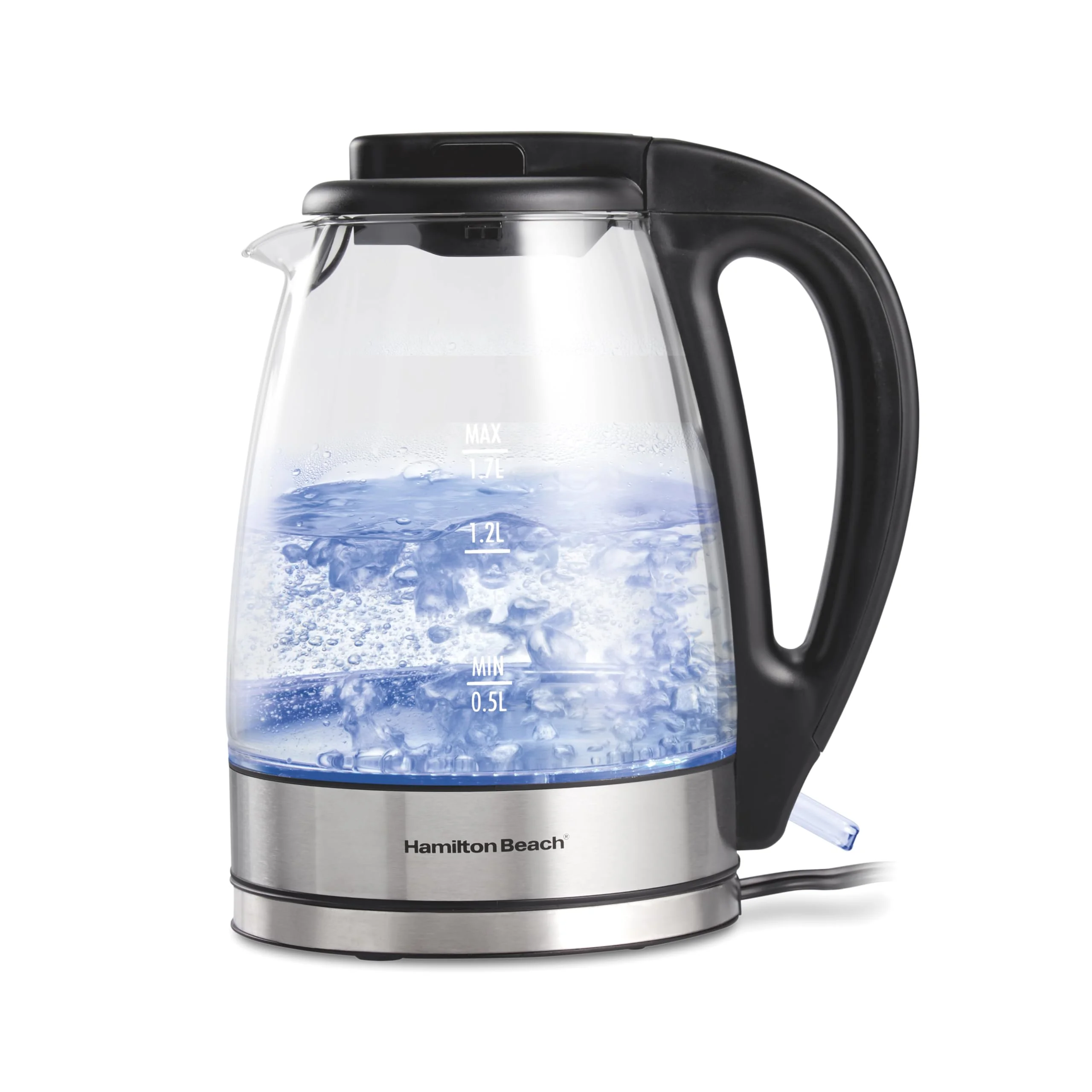 Hamilton Beach 1.7L Electric Kettle, Water Boiler & Heater, LED Indicator, Built-In Mesh Filter, Auto-Shutoff & Boil-Dry Protection, Cordless Serving, Clear Glass 40864 product image