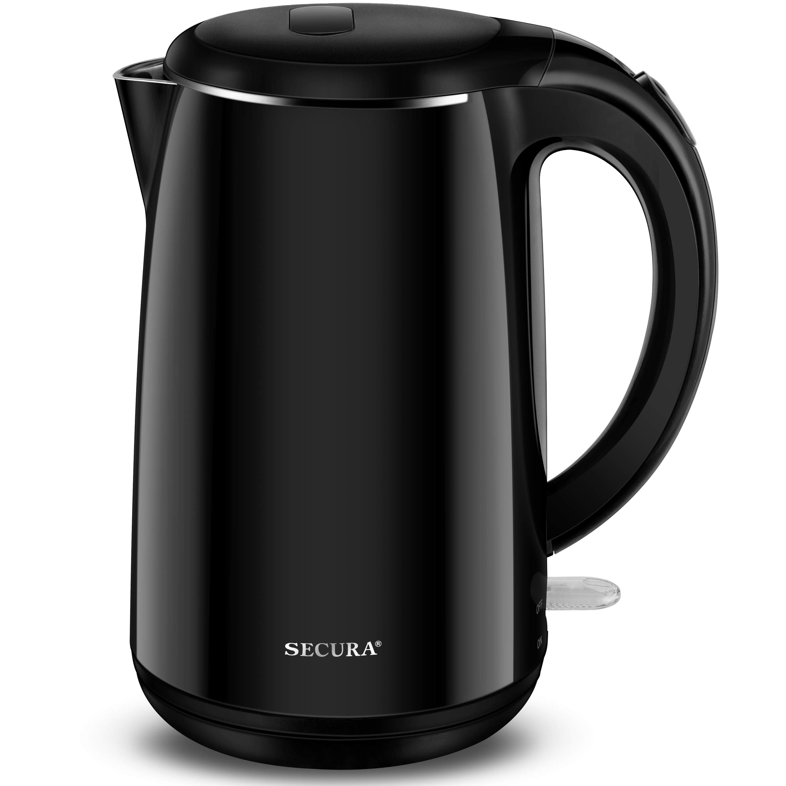 Secura Original Stainless Steel Double Wall Electric Water Kettle 1.8 Quart with Auto Shut-Off & Boil-Dry Protection, Black Onyx SWK-1701DA/HB-3227B product image