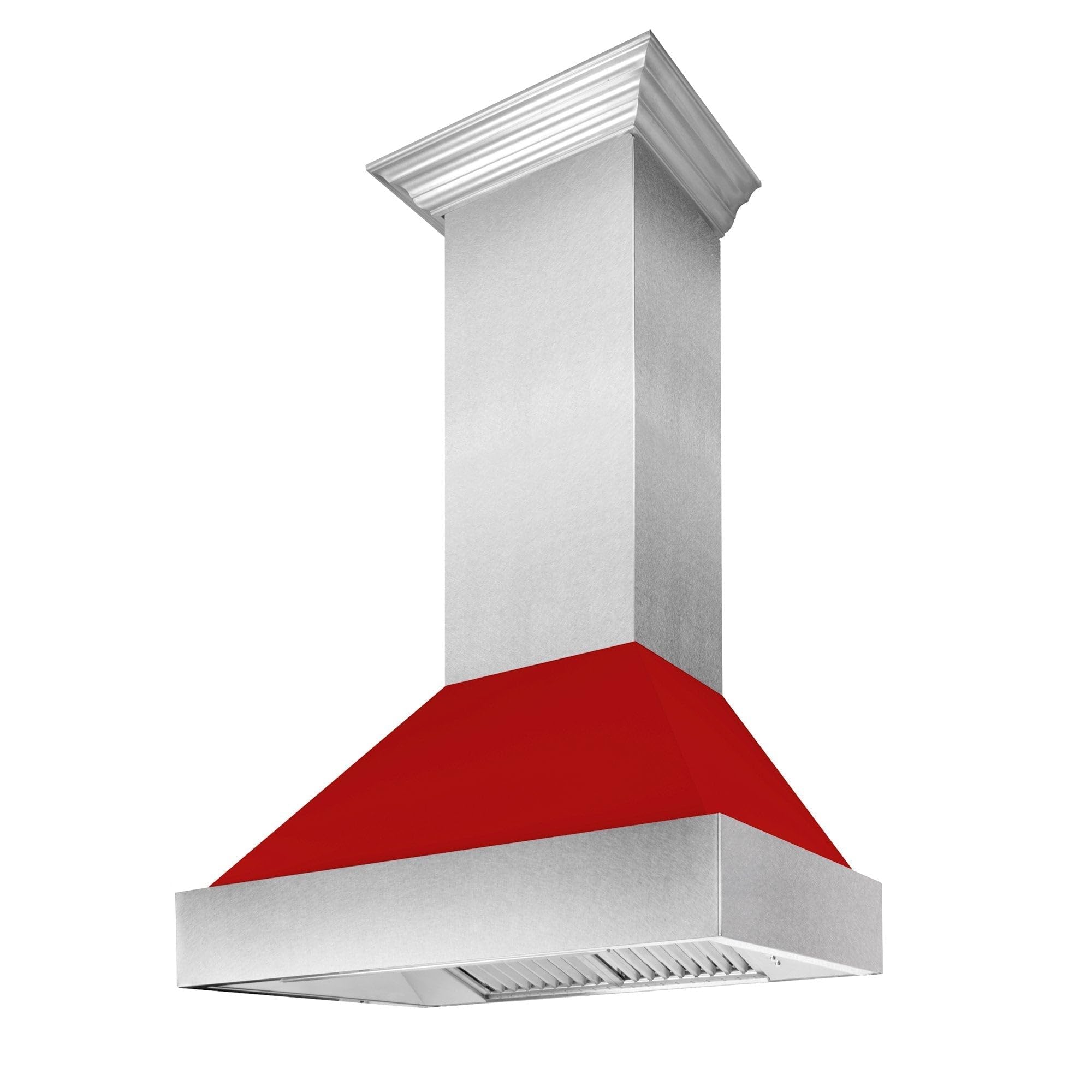 ZLINE 30 in. Ducted Satin Stainless Steel Wall Mount Range Hood with Red Matte Shell 8654RM-30 product image