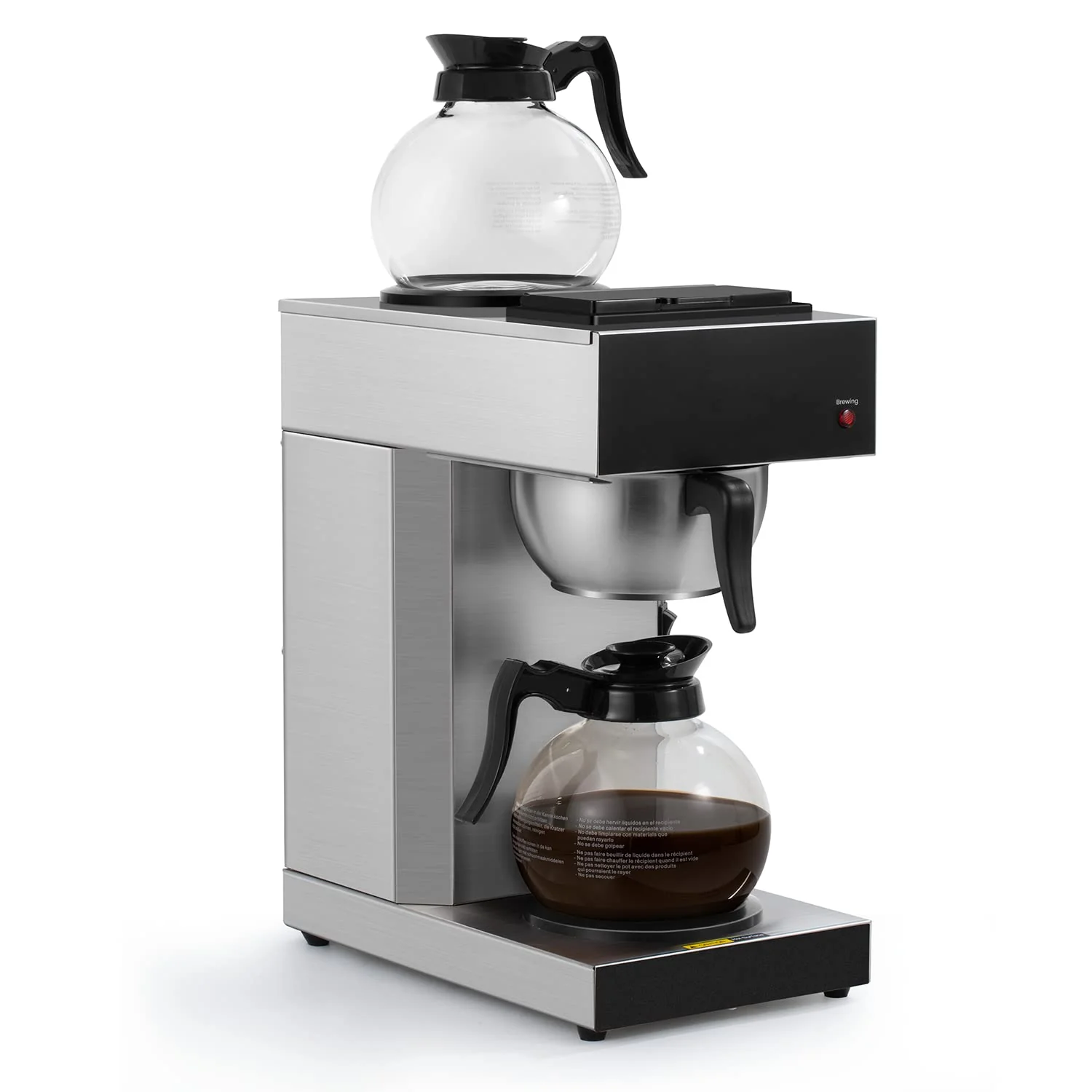 SYBO 12-Cup Commercial Drip Coffee Maker, Pour Over Coffee Maker Brewer with 2 Glass Carafes and Warmers, Stainless Steel Cafetera SF-CB-2GA product image
