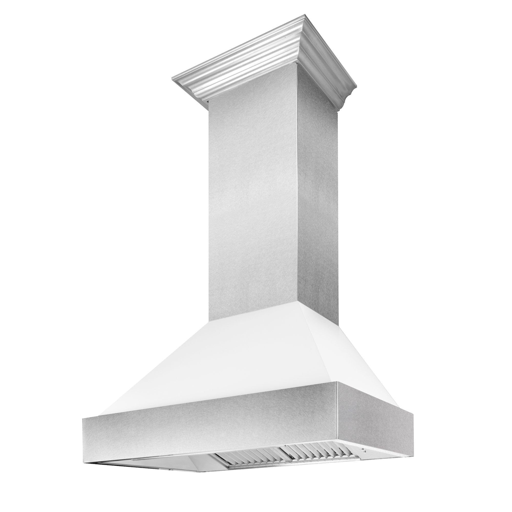 ZLINE 30 in. Ducted Satin Stainless Steel Wall Mount Range Hood with White Matte Shell 8654WM-30 product image