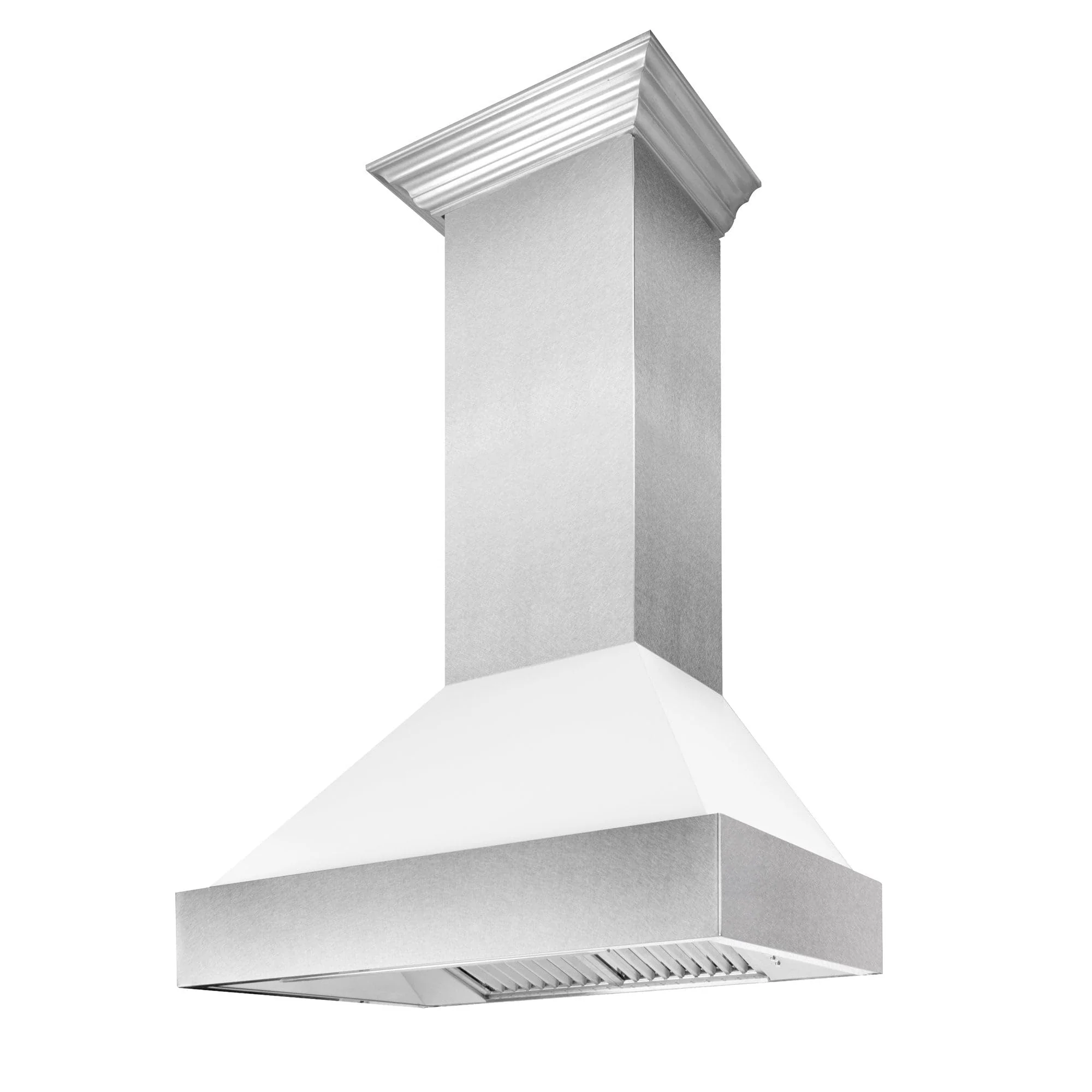 ZLINE 30 in. Ducted Satin Stainless Steel Wall Mount Range Hood with White Matte Shell 8654WM-30 product image