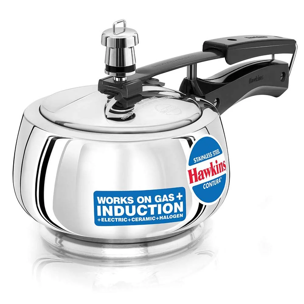 Hawkins Stainless Steel Contura Induction Compatible Inner Lid Pressure Cooker, 1.5 Litre, Silver SSC15 product image