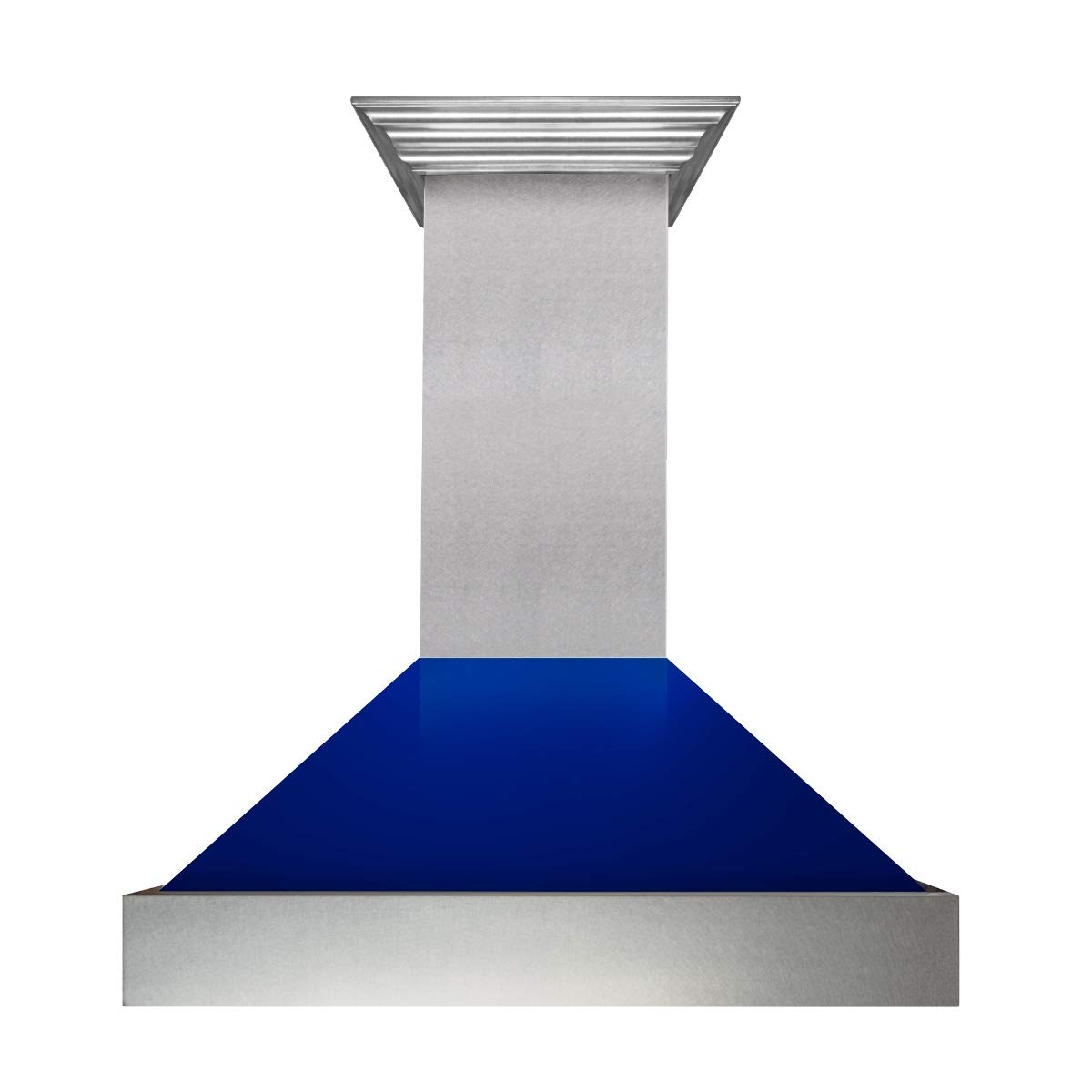 ZLINE 30 in. Ducted Satin Stainless Steel Wall Mount Range Hood with Blue Gloss Shell 8654BG-30 product image