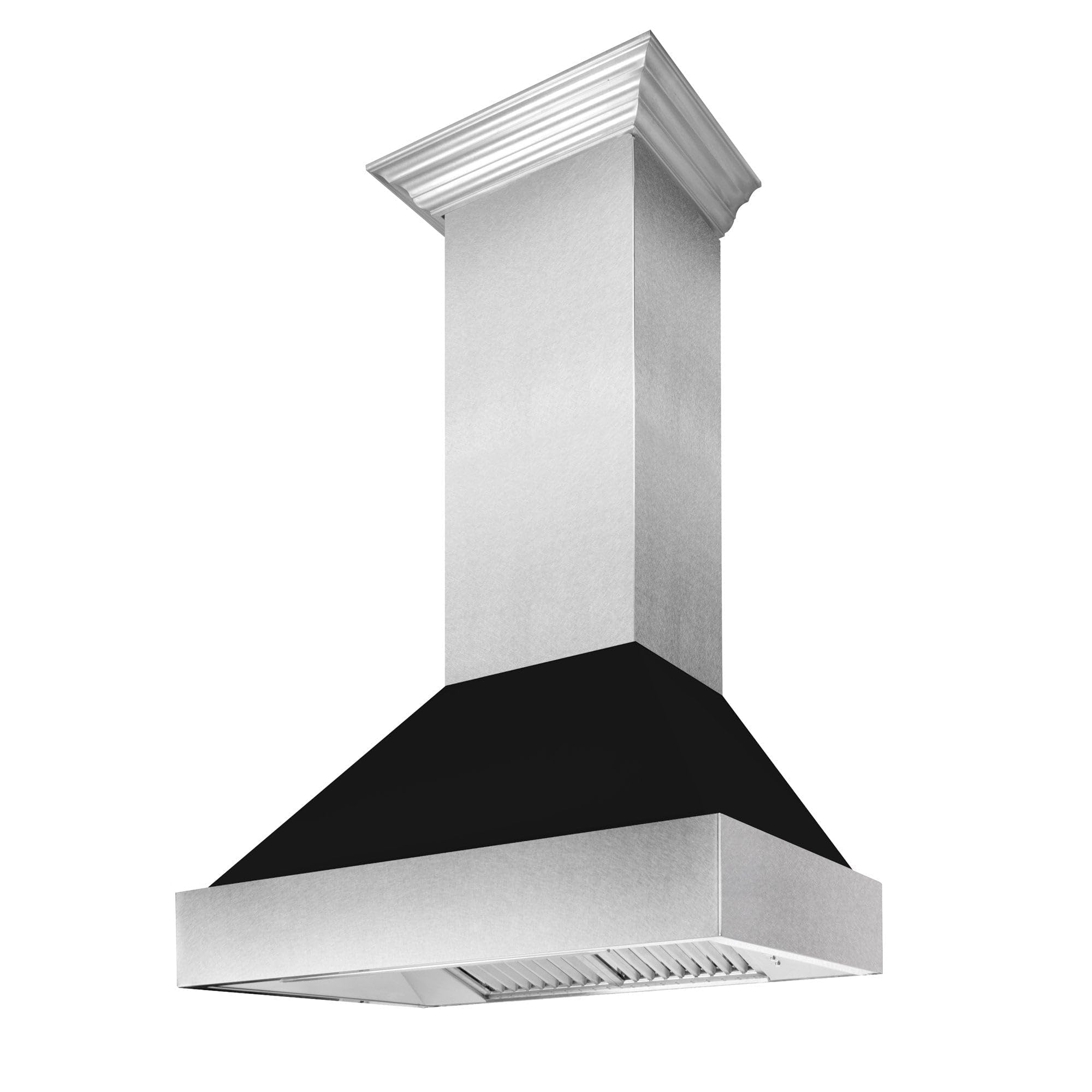 ZLINE 30 in. Ducted Satin Stainless Steel Wall Mount Range Hood with Black Matte Shell 8654BLM-30 product image