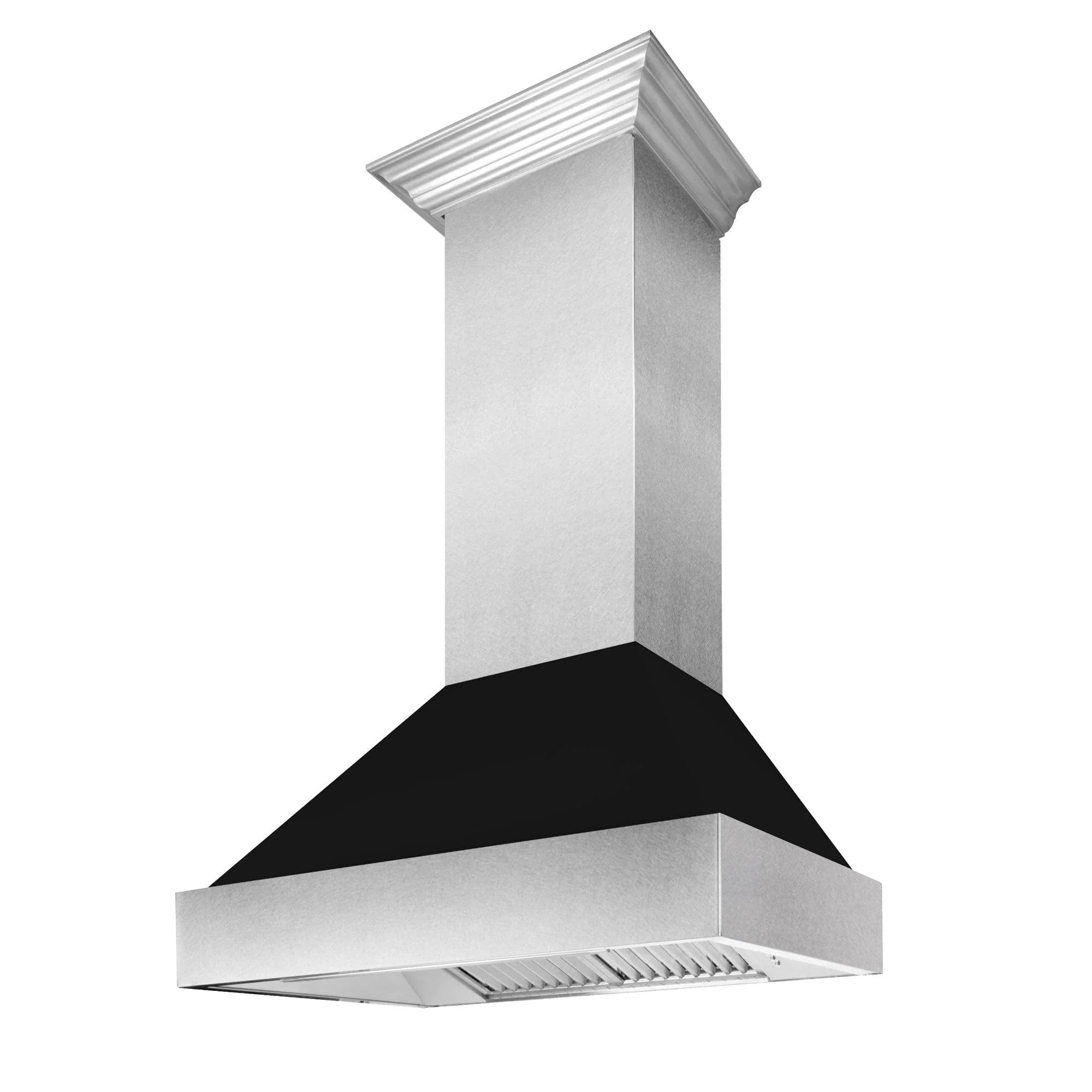 ZLINE 30 in. Ducted Satin Stainless Steel Wall Mount Range Hood with Black Matte Shell 8654BLM-30 product image
