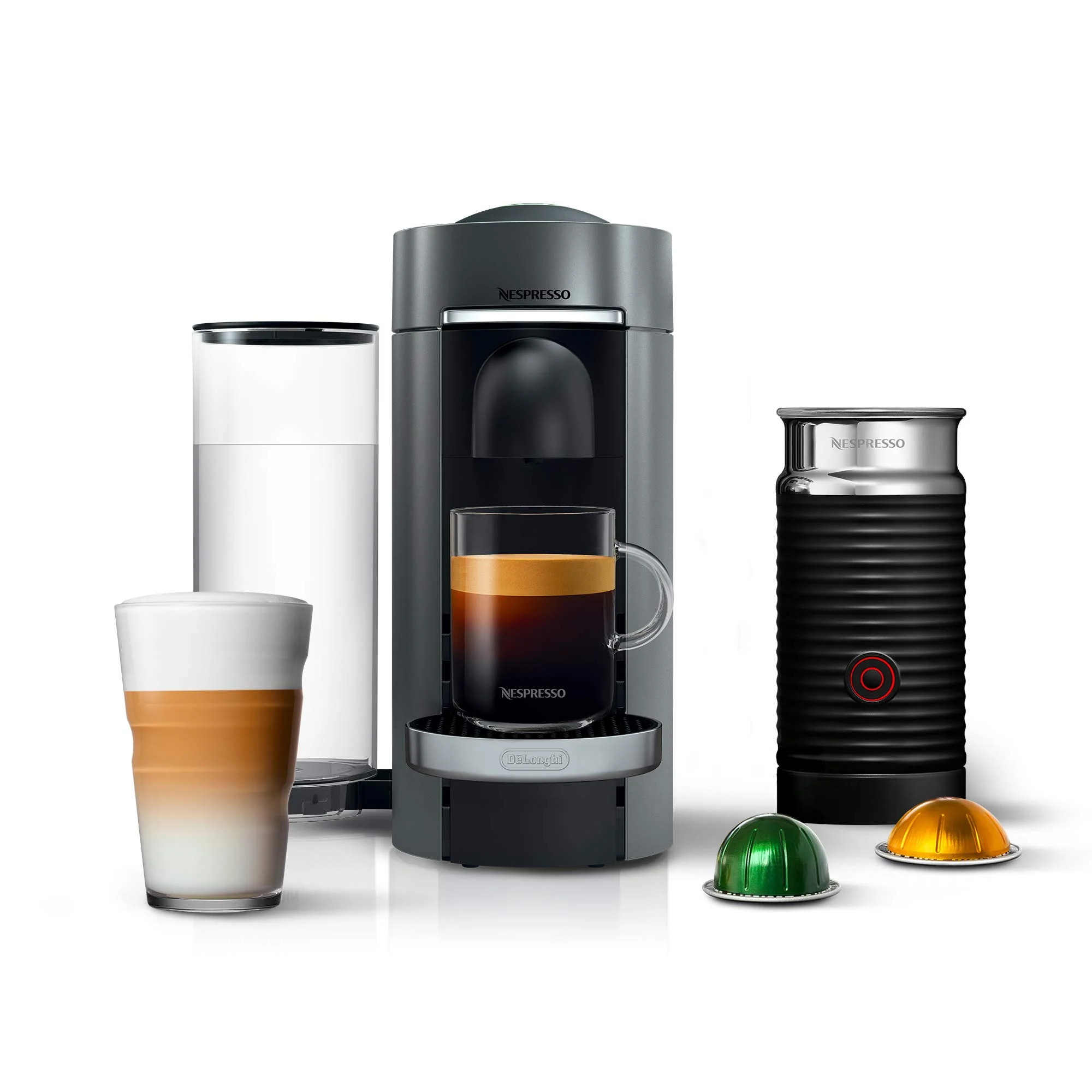 Nespresso Vertuo Plus Deluxe Coffee and Espresso Maker by De’Longhi, Titan with Aeroccino Milk Frother, 110 Volts product image