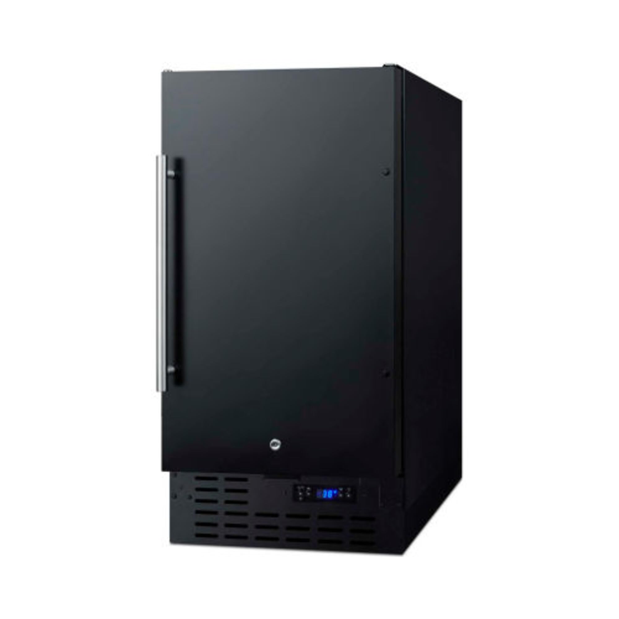 Summit Appliance FF1843B 18" Wide Built-in All-refrigerator in Black with Digital Thermostat, Automatic Defrost, Digital Display, Adjustable Chrome Shelves, LED Light and Front Lock product image