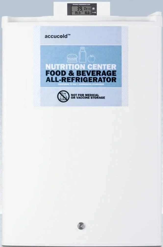 ACCUCOLD FF31L7NZ Compact Commercially Approved Nutrition Center Series All-refrigerator in White Exterior with Front Lock, Digital Temperature Display and Digital Thermostat product image