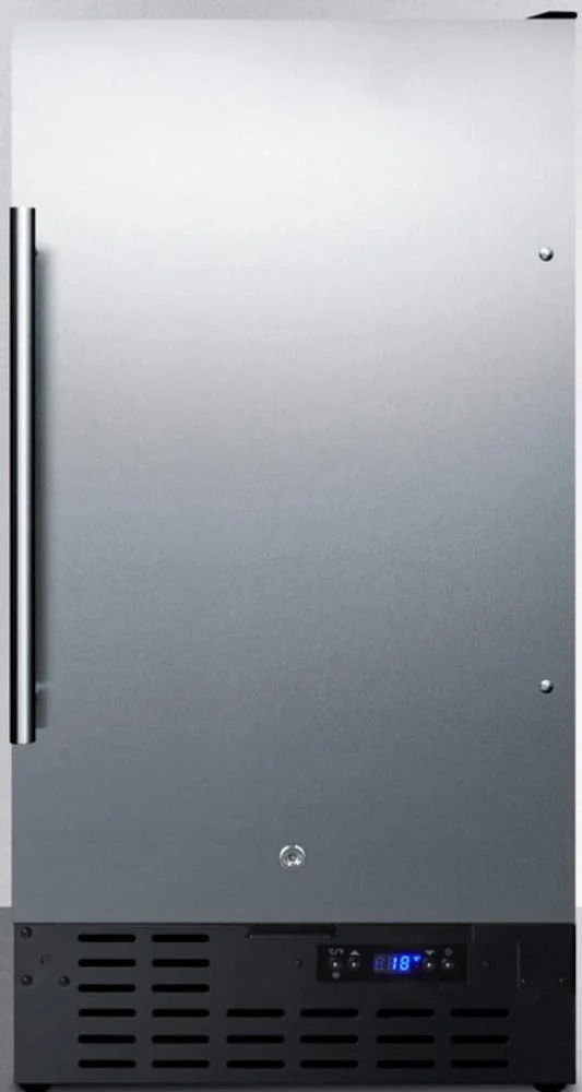 Summit Appliance FF1843BSSADA ADA Compliant 18" Wide Built-in Undercounter All-refrigerator with Stainless Steel Door, Black Cabinet, Digital Thermostat, Automatic Defrost and Front Lock product image