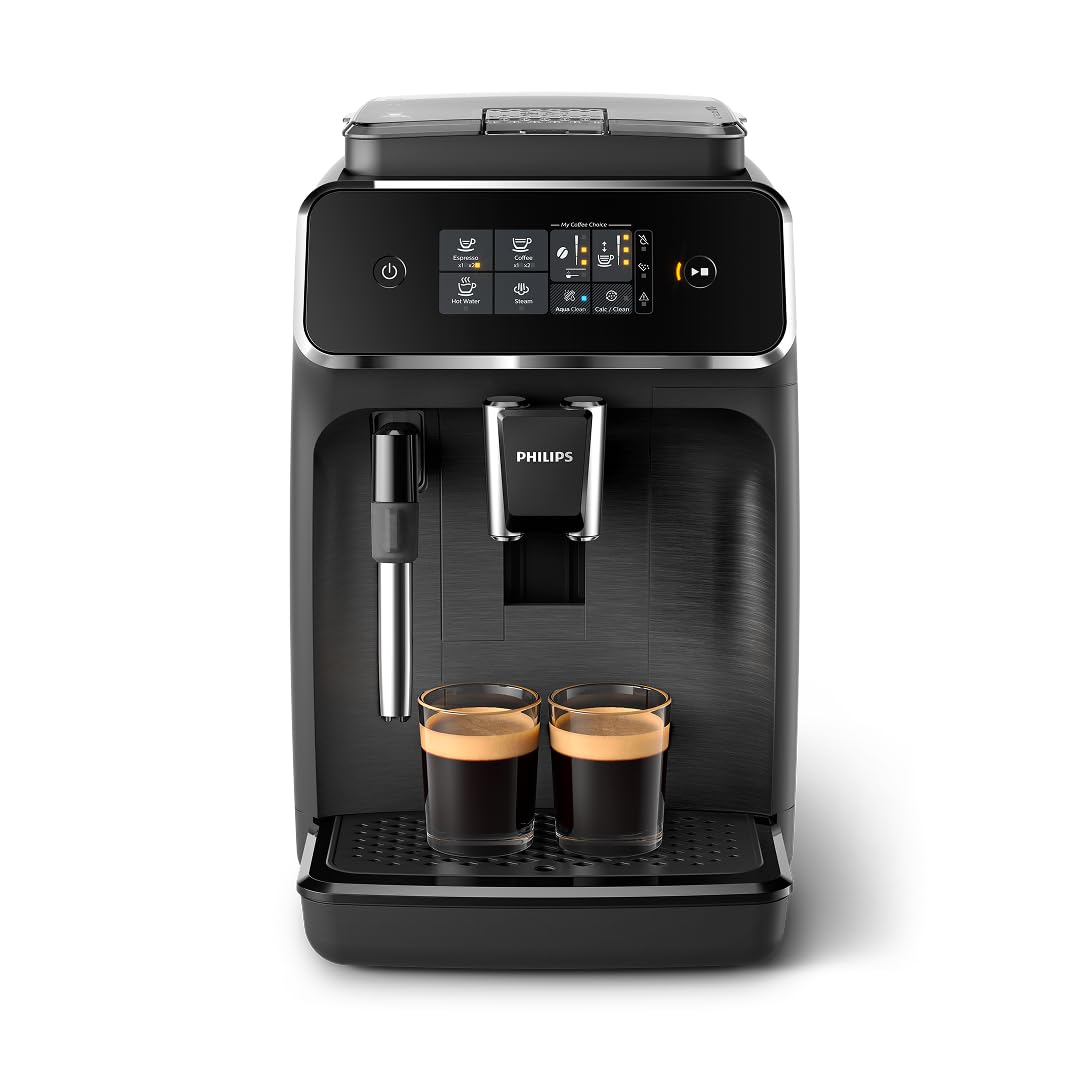 Philips 2200 Series Fully Automatic Espresso Machine, Classic Milk Frother, 2 Coffee Varieties, Intuitive Touch Display, 100% Ceramic Grinder, AquaClean Filter, Aroma Seal, Black EP2220/14 product image