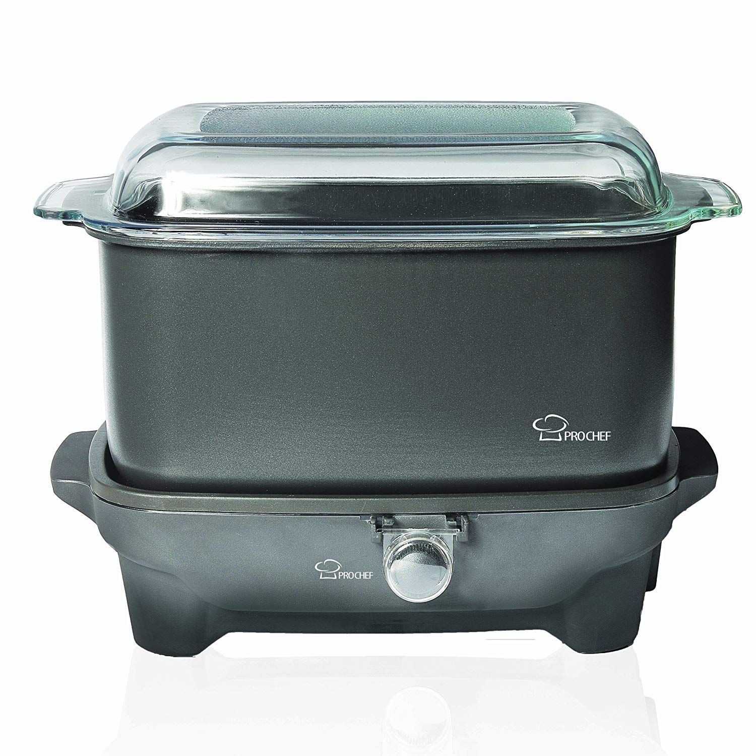 12 qt Flat Base Slow Cooker Crock Pot with Shabbos Sure Knob Cover and Blech, BLACK product image