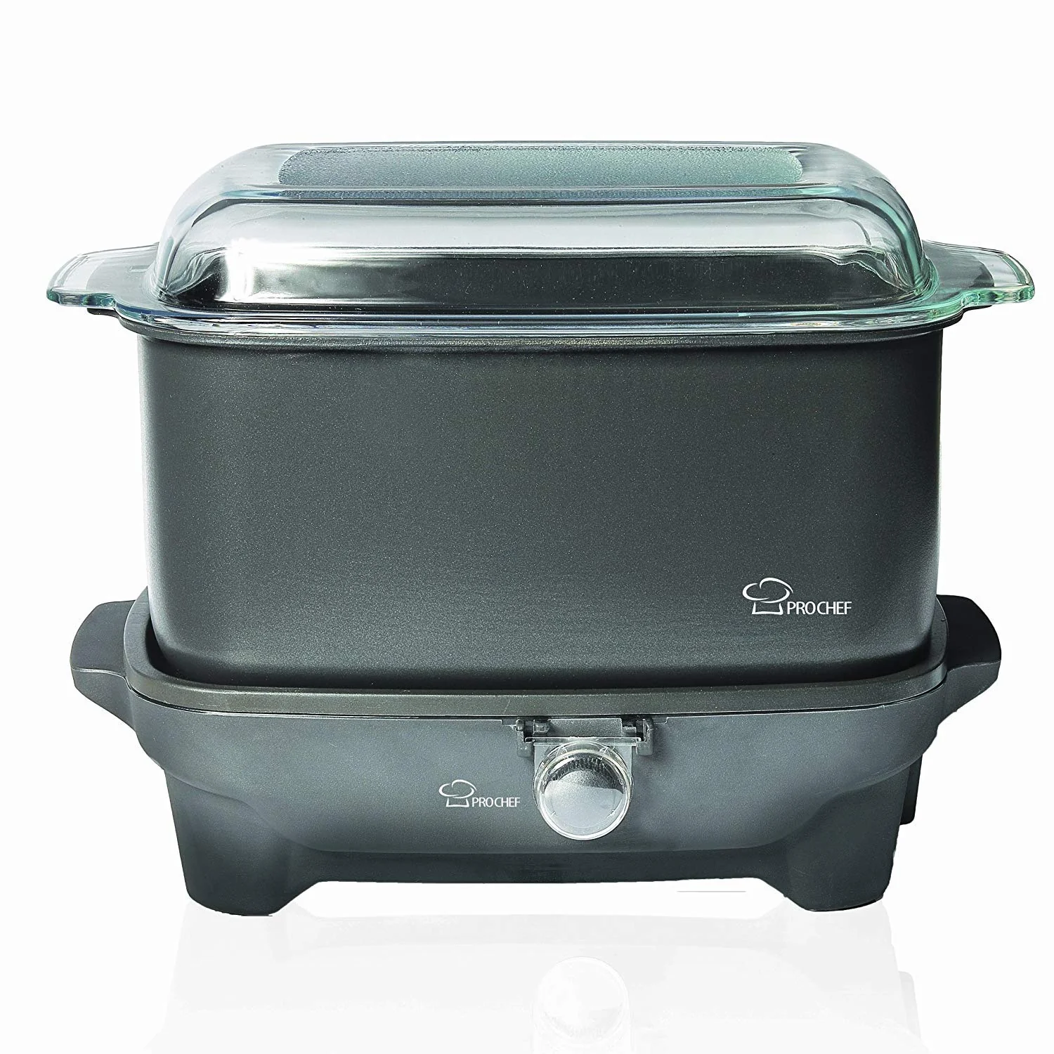 12 qt Flat Base Slow Cooker Crock Pot with Shabbos Sure Knob Cover and Blech, BLACK product image
