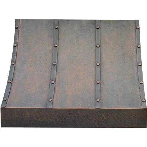 SINDA Copper Vent Hood for Kitchen - Handcrafted by Artisans, Hand-Hammered Finish, Includes Range Hood Lighting, Fan Motor, Blower House, Baffle Filter, 36"Wx42"H, Island Mount, H8LTR-LCI15 product image