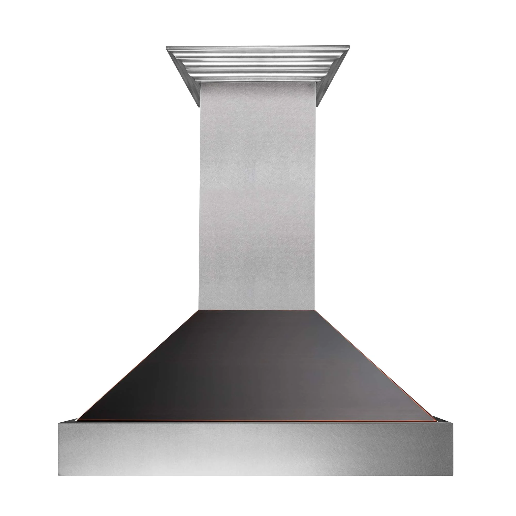 ZLINE 36 in. Ducted Satin Stainless Steel Wall Mount Range Hood with Oil Rubbed Bronze Shell 8654ORB-36 product image