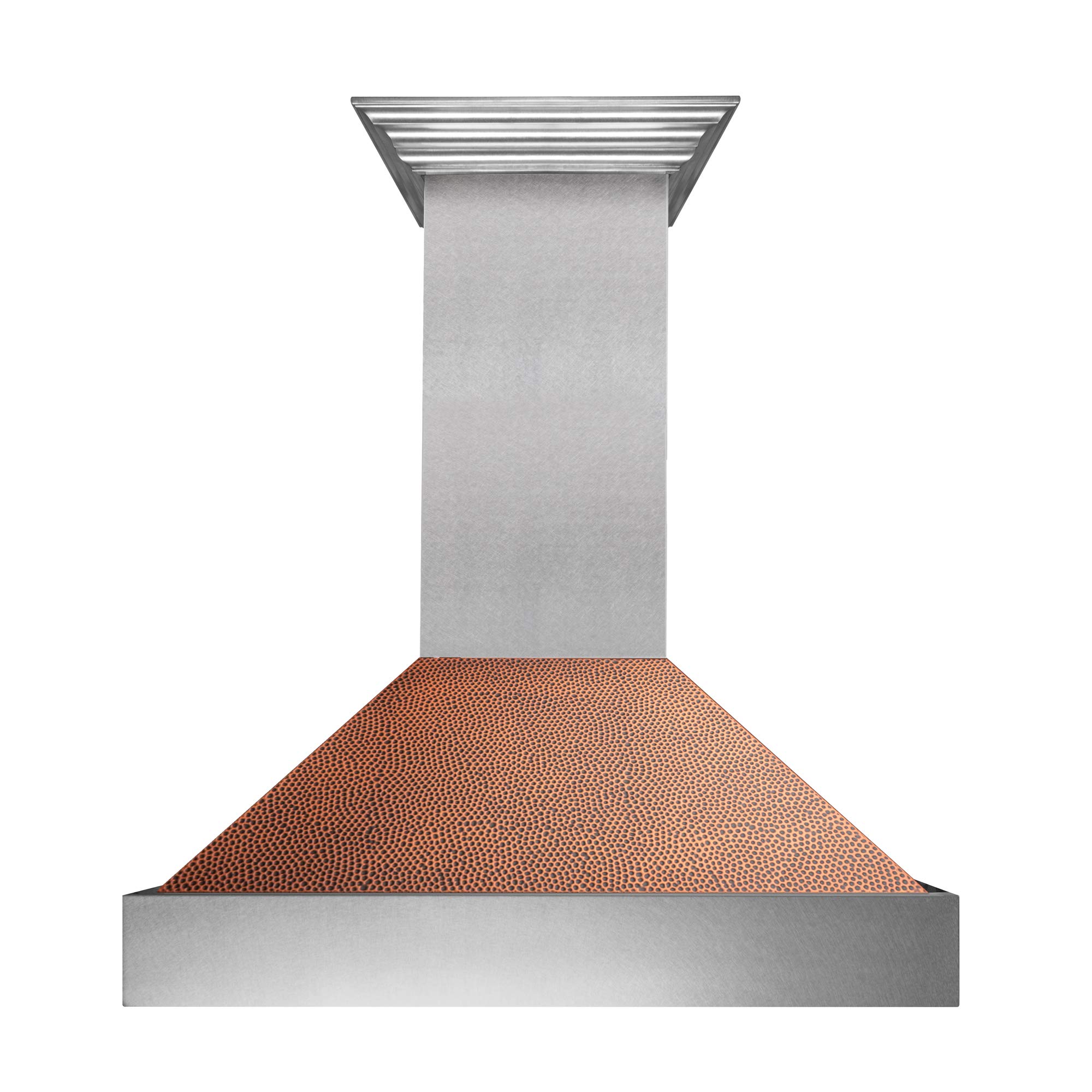 ZLINE 36 in. Ducted Satin Stainless Steel Wall Mount Range Hood with Hand-Hammered Copper Shell 8654HH-36 product image