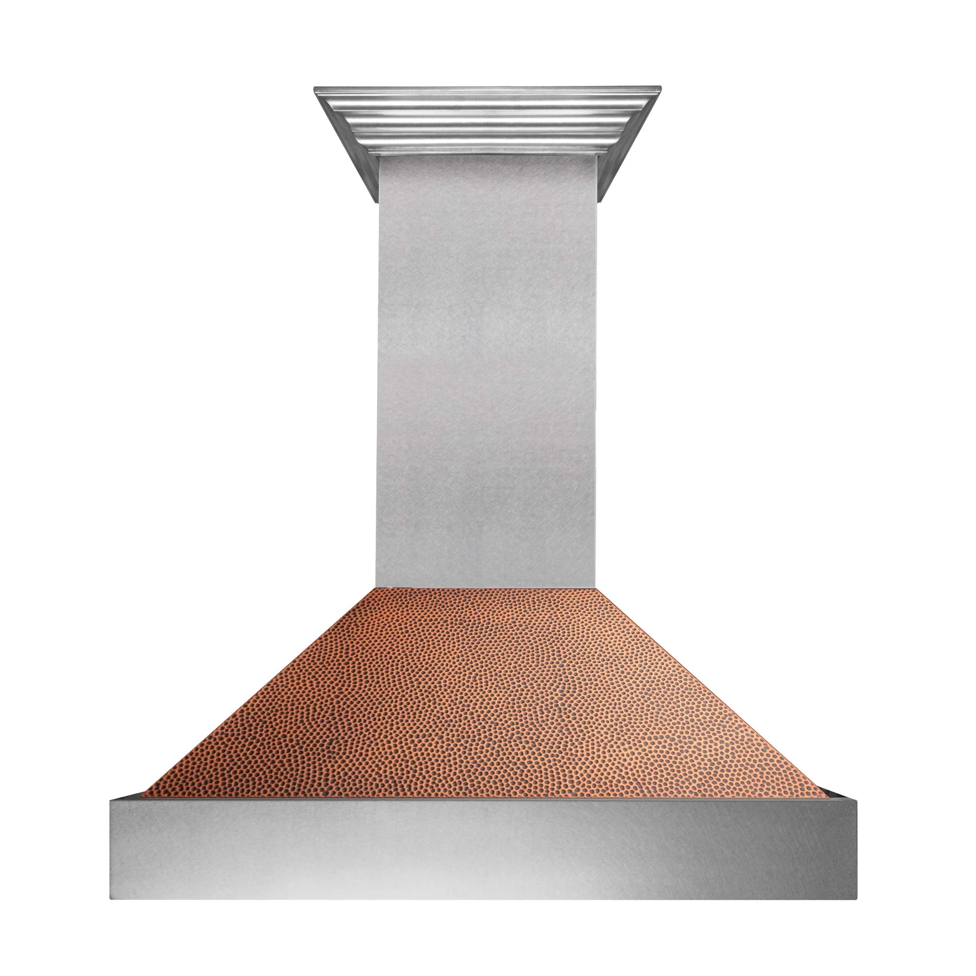 ZLINE 36 in. Ducted Satin Stainless Steel Wall Mount Range Hood with Hand-Hammered Copper Shell 8654HH-36 product image