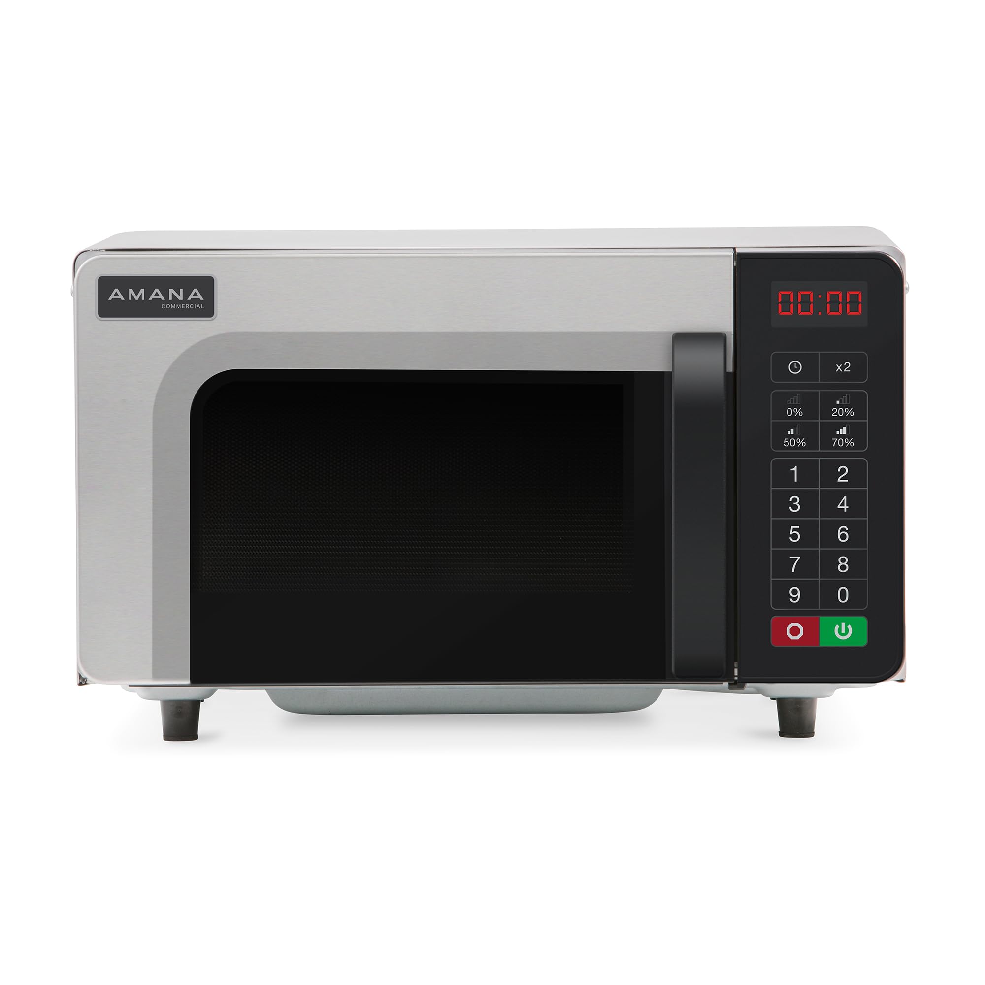 Amana RMS10TSA 1000 Watt Heavy-Duty Countertop Commercial Microwave Oven with Push Button Controls for Restaurant Buffet Catering | 0.8 Cu. Ft, 20"W x 16-1/2"D x 12-1/4"H, Stainless Steel, 120v, NSF product image