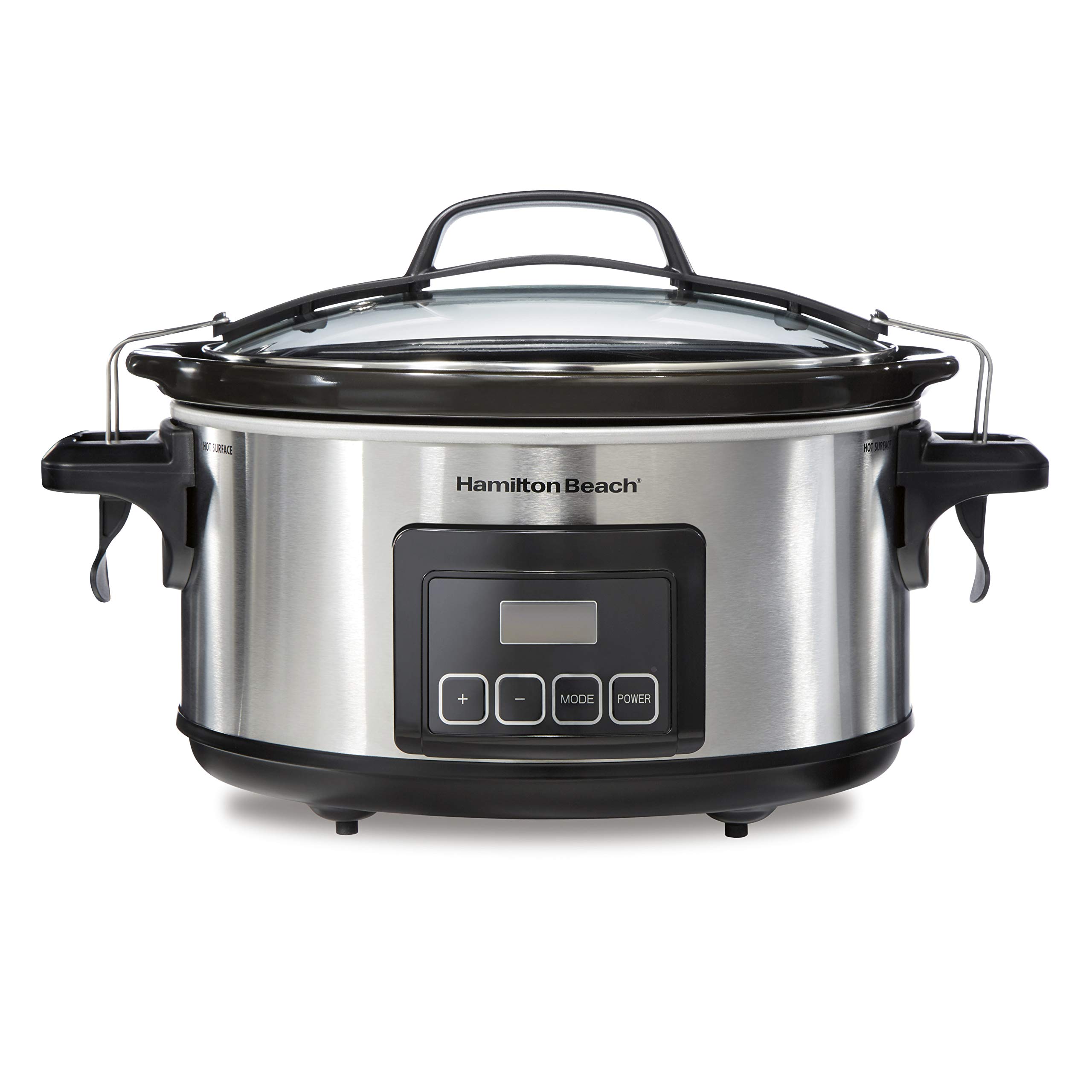 Hamilton Beach Portable 6-Quart Stay or Go Programmable Slow Cooker with Lid Lock, Stainless Steel 33561, 6 quarts product image