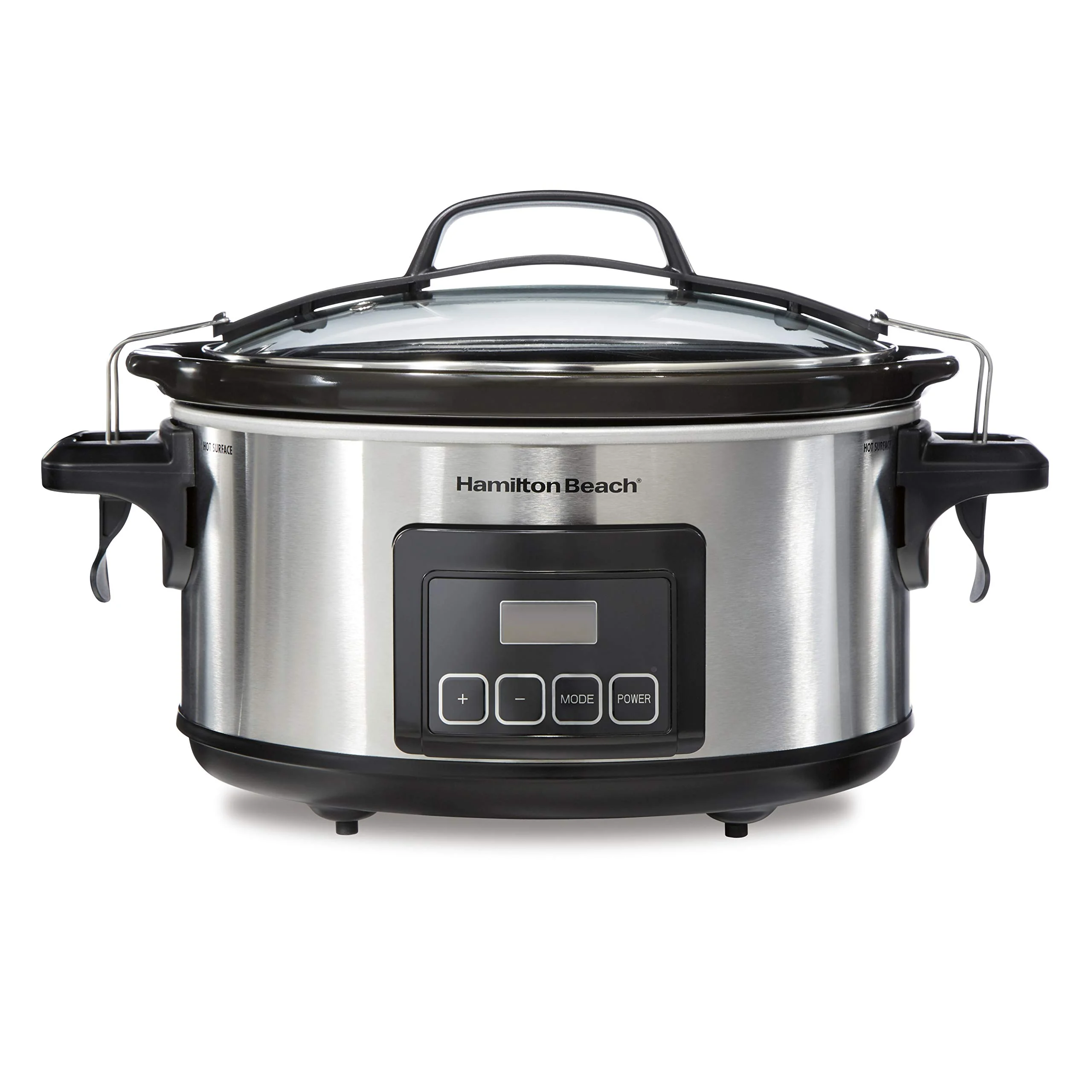 Hamilton Beach Portable 6-Quart Stay or Go Programmable Slow Cooker with Lid Lock, Stainless Steel 33561, 6 quarts product image