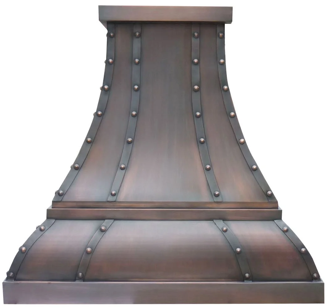 SINDA Copper Range Hood, Handmade by Craftsmen, SUS304 Copper Vent with LED Light, Baffle Filter, H1STR-SCW4842, 48"Wx42"H, Wall Mount, Smooth Texture-Antique Copper product image