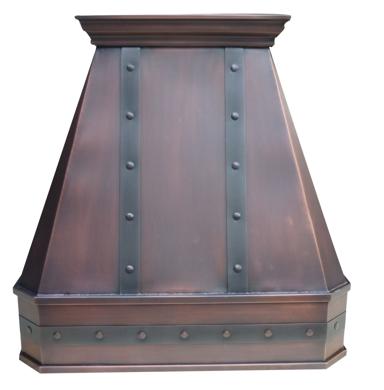 SINDA 48"Wx36"H Wall Mount, 16 Gauge Solid Copper Stove Range Handcrafted by Craftsmen, Includes Commercial Grade Hood Vent, Lighting, Fan Motor and Baffle Filter, High CFM, H14STRBNW4836 product image