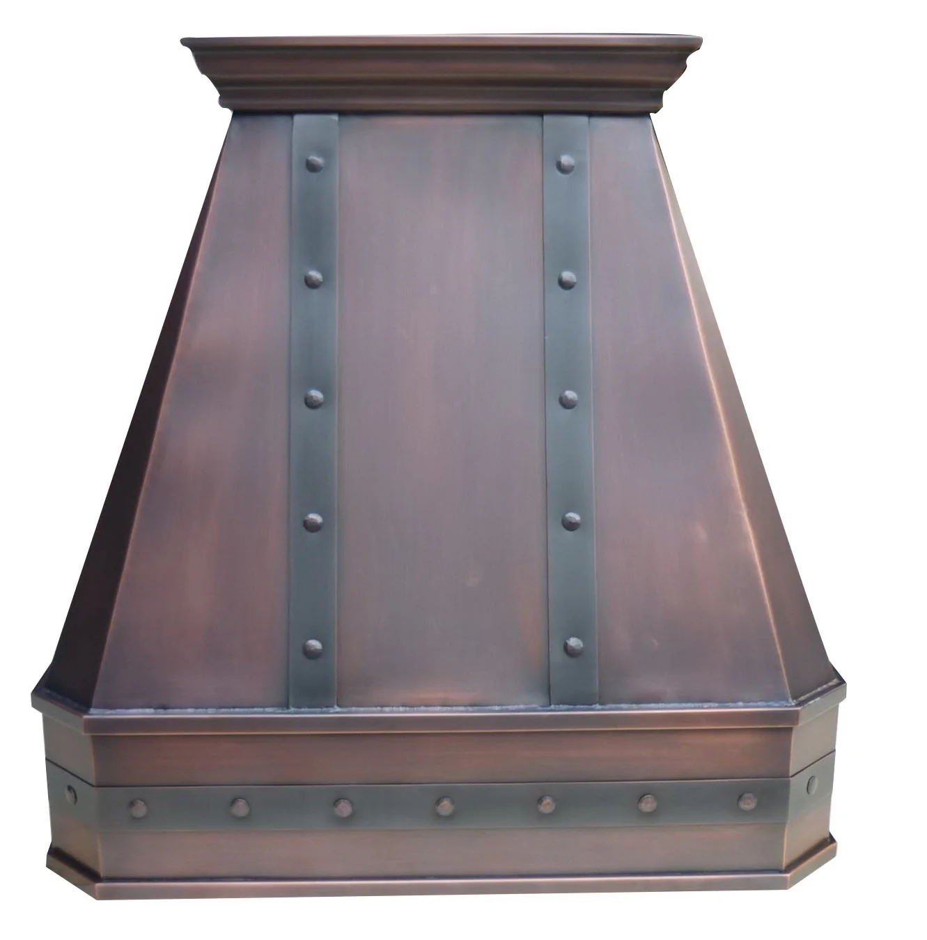 SINDA 48"Wx36"H Wall Mount, 16 Gauge Solid Copper Stove Range Handcrafted by Craftsmen, Includes Commercial Grade Hood Vent, Lighting, Fan Motor and Baffle Filter, High CFM, H14STRBNW4836 product image
