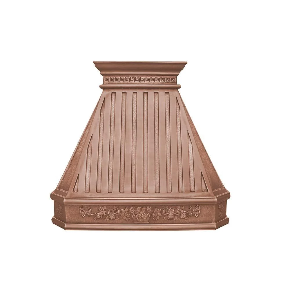 SINDA 36"Wx27"H Wall Mount, Copper Range Hood with Profession Stainless Steel Vent with Liner & Internal Motor, Smooth-Natural Copper, H14TR-SNW3627 product image