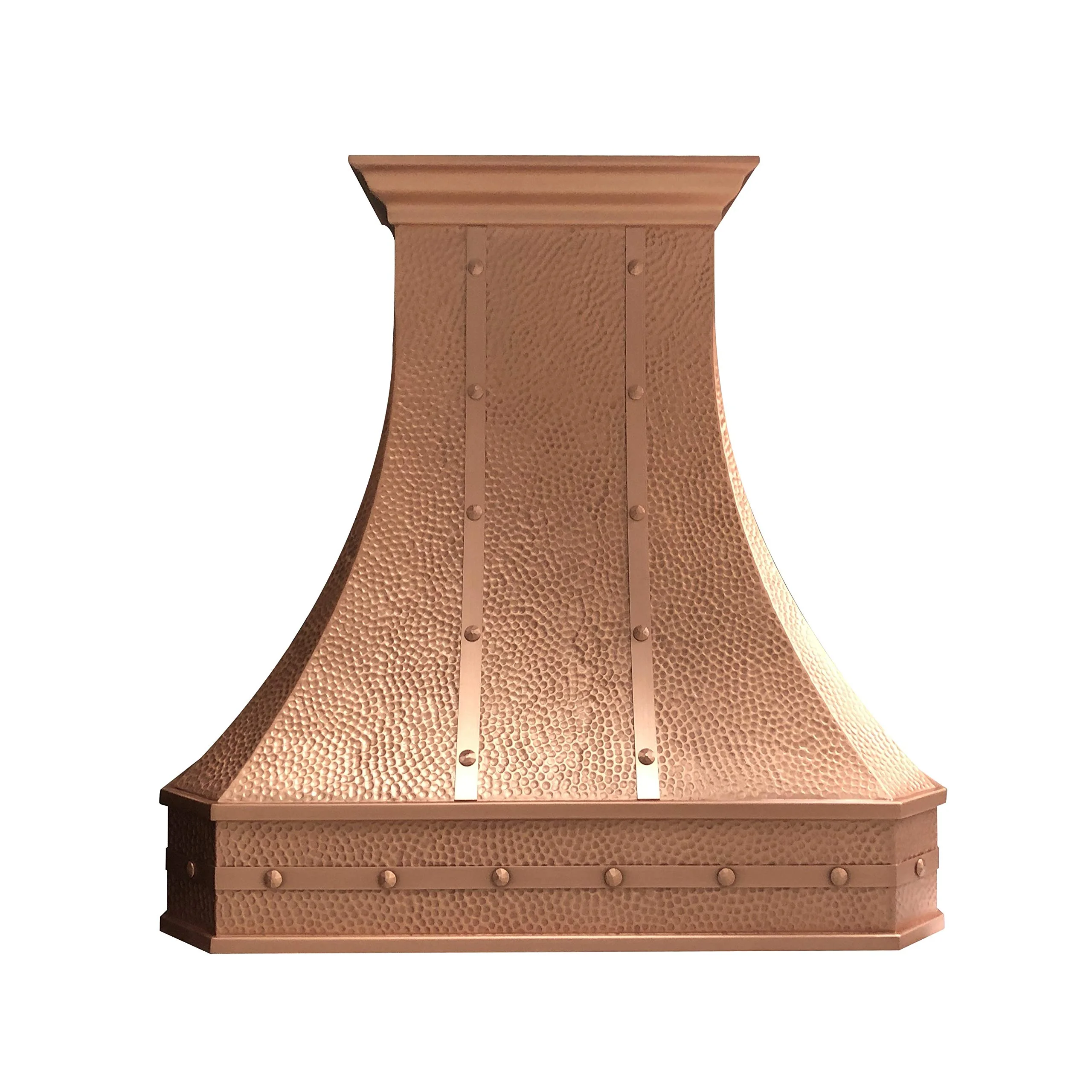 SINDA 36"W x 42"H Wall Mount with Beehive-Natural Copper, Custom Hammered 16 Gauge Solid Copper Range Hood with 304 Stainless Steel Vent and Fan Motor, H3STRBNW3642 product image