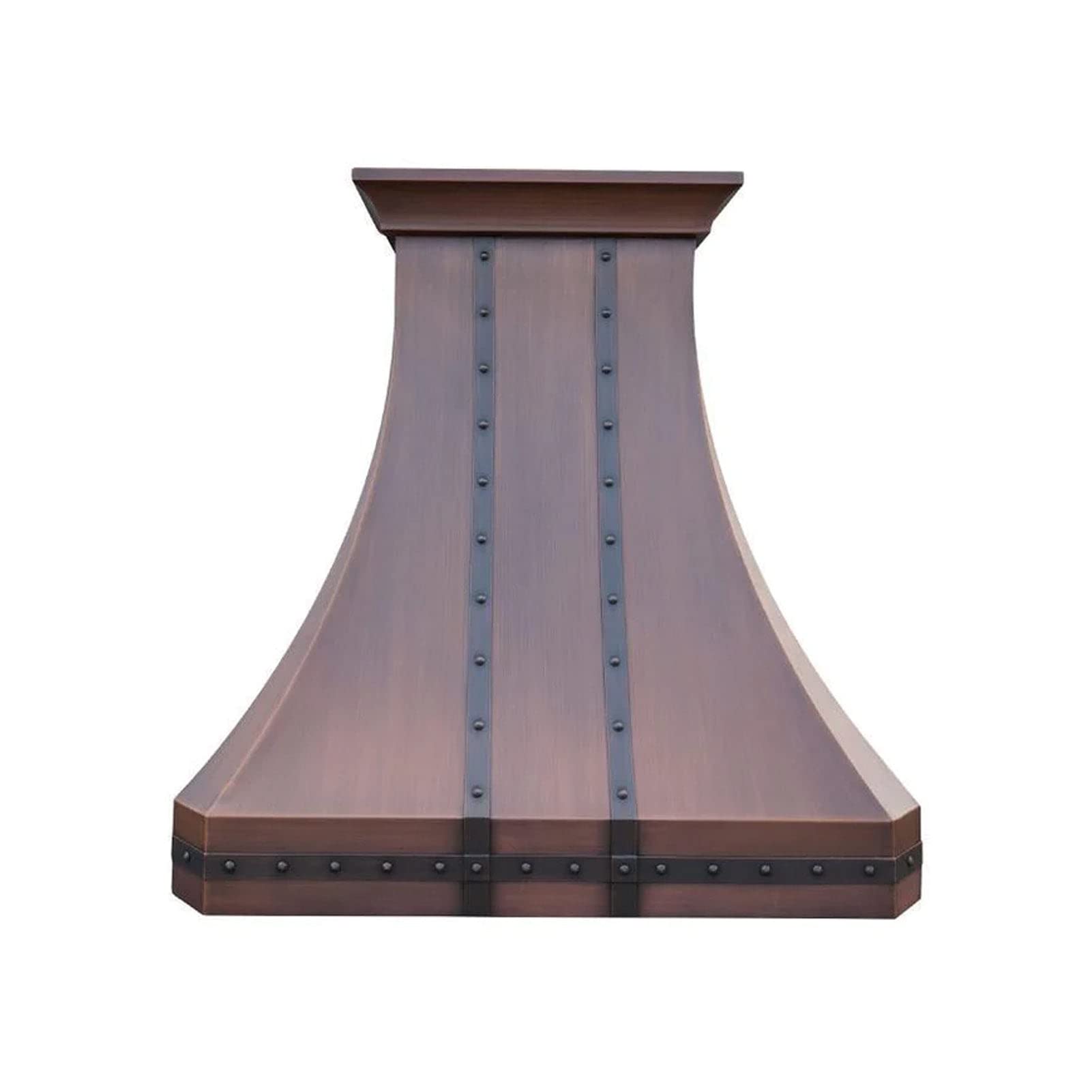 SINDA 48"W x 39"H Island Mount Handmade Copper Range Hood Cover with Commercial Grade Stainless Steel Vent, Inlcudes Fan Motor, Light, and Baffle Filter, Beehive-Antique Copper, H30STRBCI4839 product image