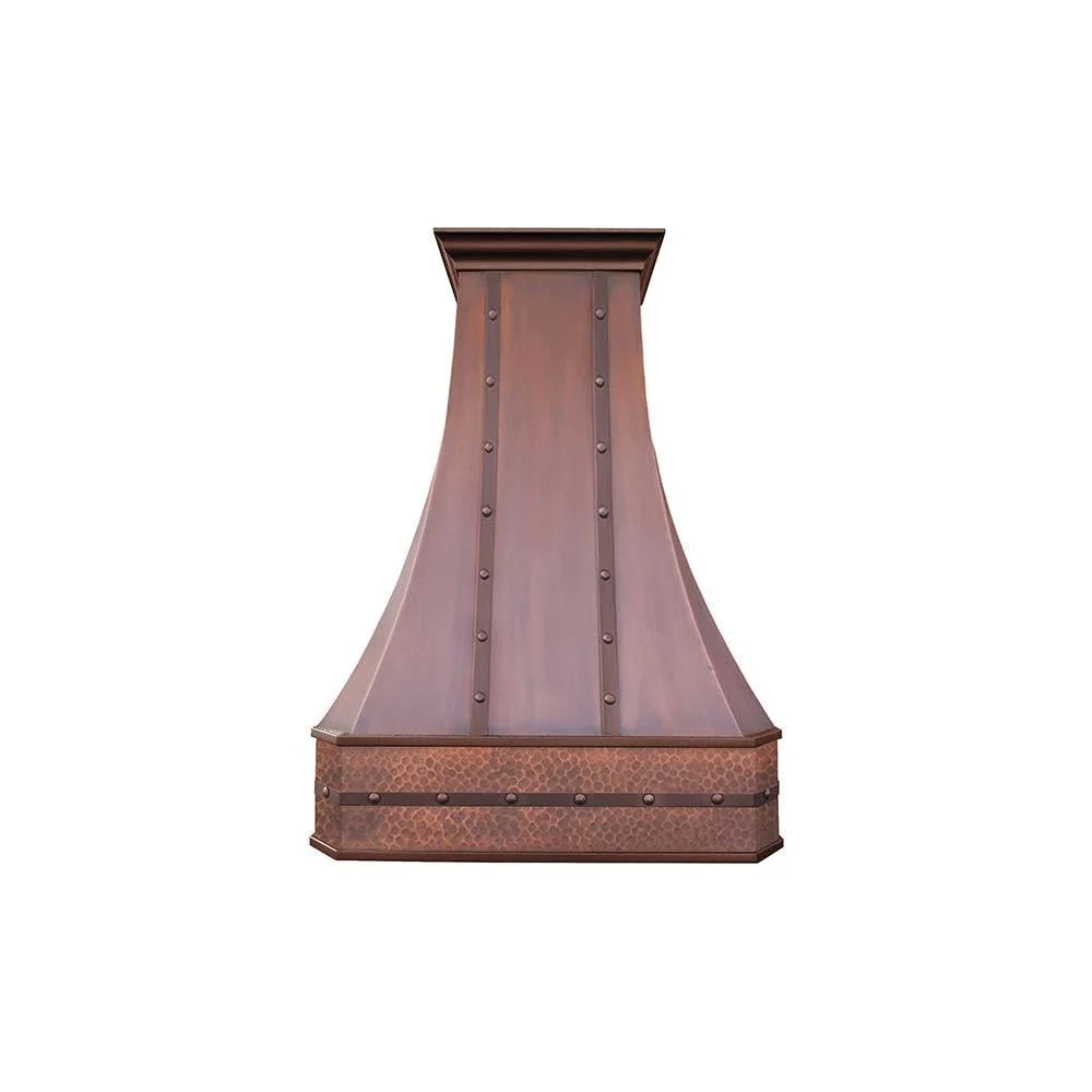SINDA 36"Wx39"H Wall Mount, Custom Copper Range Hood Made from 99.9% Pure Virgin Copper with High CFM Vent, H3STROCW3639 product image