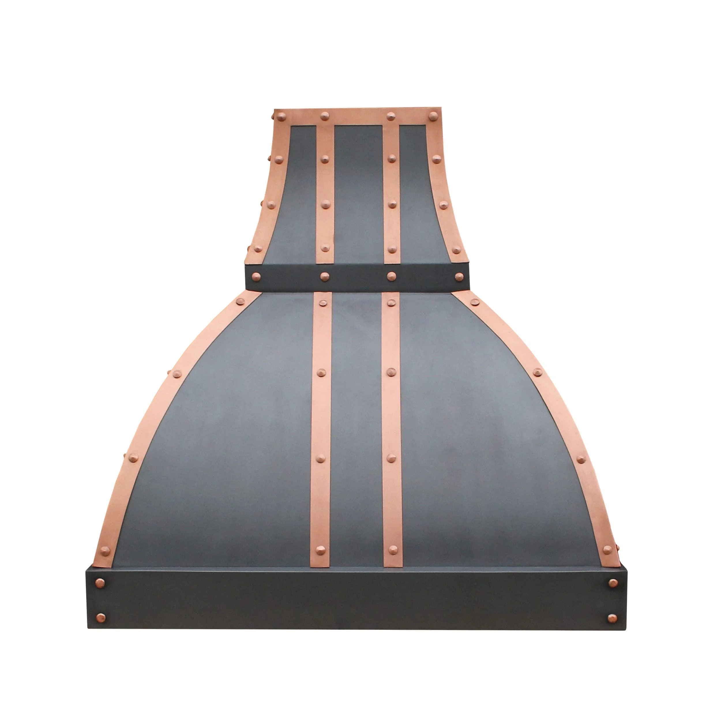 SINDA Custom Hammered 16 Gauge Solid Copper Range Hood with 304 Stainless Steel Vent and Fan Motor, 36"W x 42"H Island Mount, Smooth-Natural Copper, H1STRSNI3642 product image