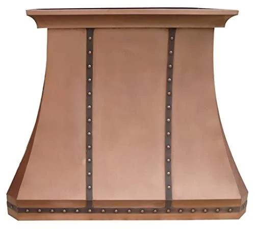 SINDA Hand-Crafted Copper Range Hood for Kitchen with SUS304 Liner and Baffle Filter, 42"Wx42"H Island Mount, Smooth-Natural Copper, H30XTRSNI4242 product image