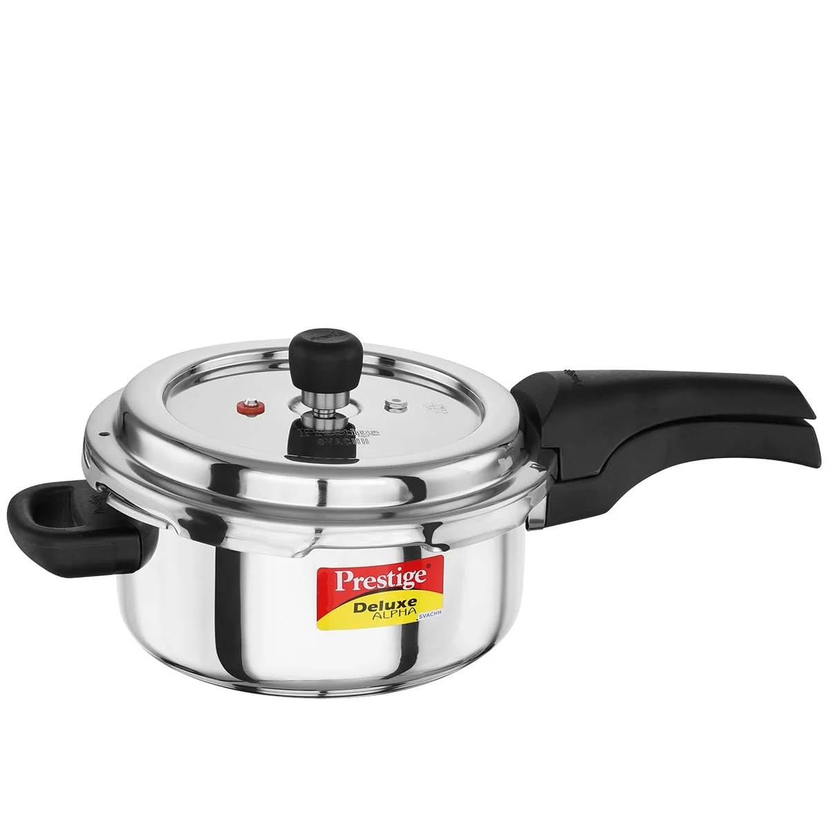 Prestige Deluxe Alpha Svachh Stainless Steel Pressure Cooker.