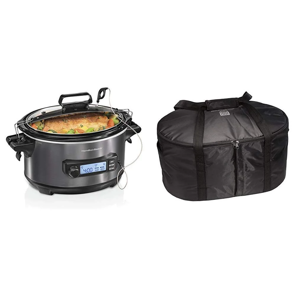 Portable 6-Quart Digital Programmable Slow Cooker with Temp.