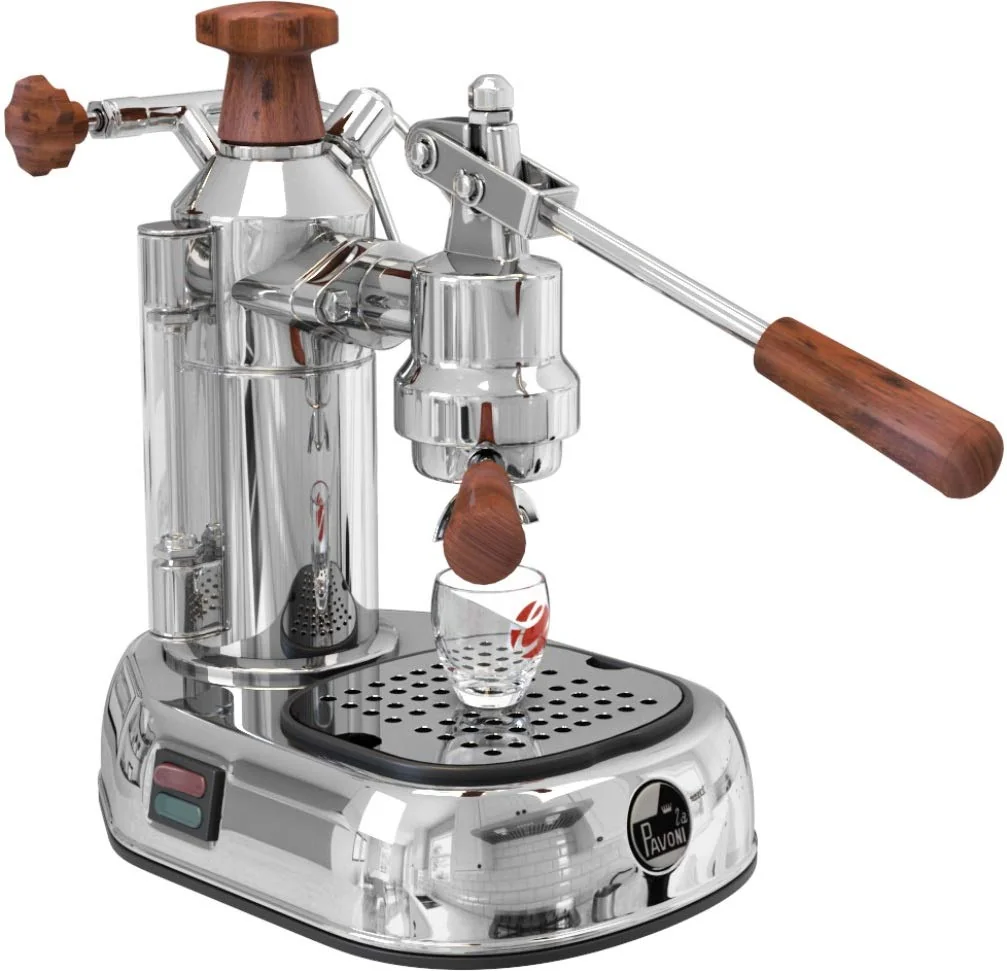 La Pavoni Europiccola Manual 8-Cup Espresso Machine, Chrome and Wood product image