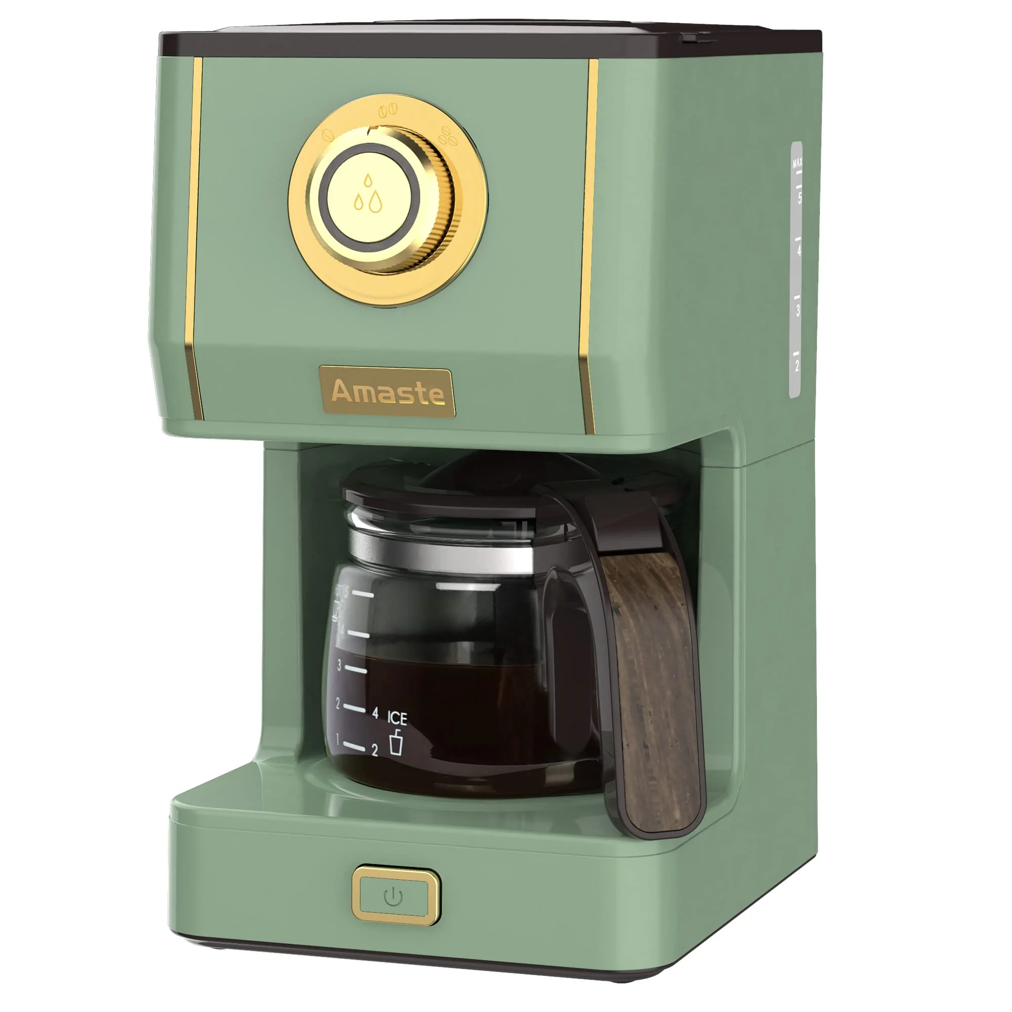 Amaste Drip Coffee Maker, Coffee Machine with 25 Oz Glass Coffee Pot, Retro Style Coffee Maker with Reusable Filter & Three Brewing Modes, Warming Plate, Matcha Green product image