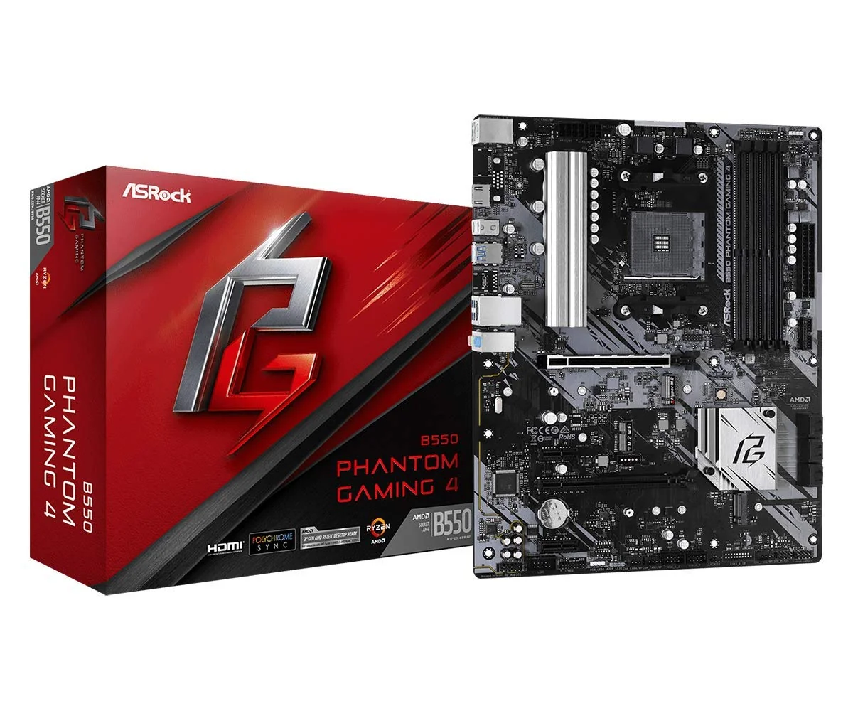 ASRock B550 Phantom Gaming 4 AM4 Socket Support for AMD Ryzen