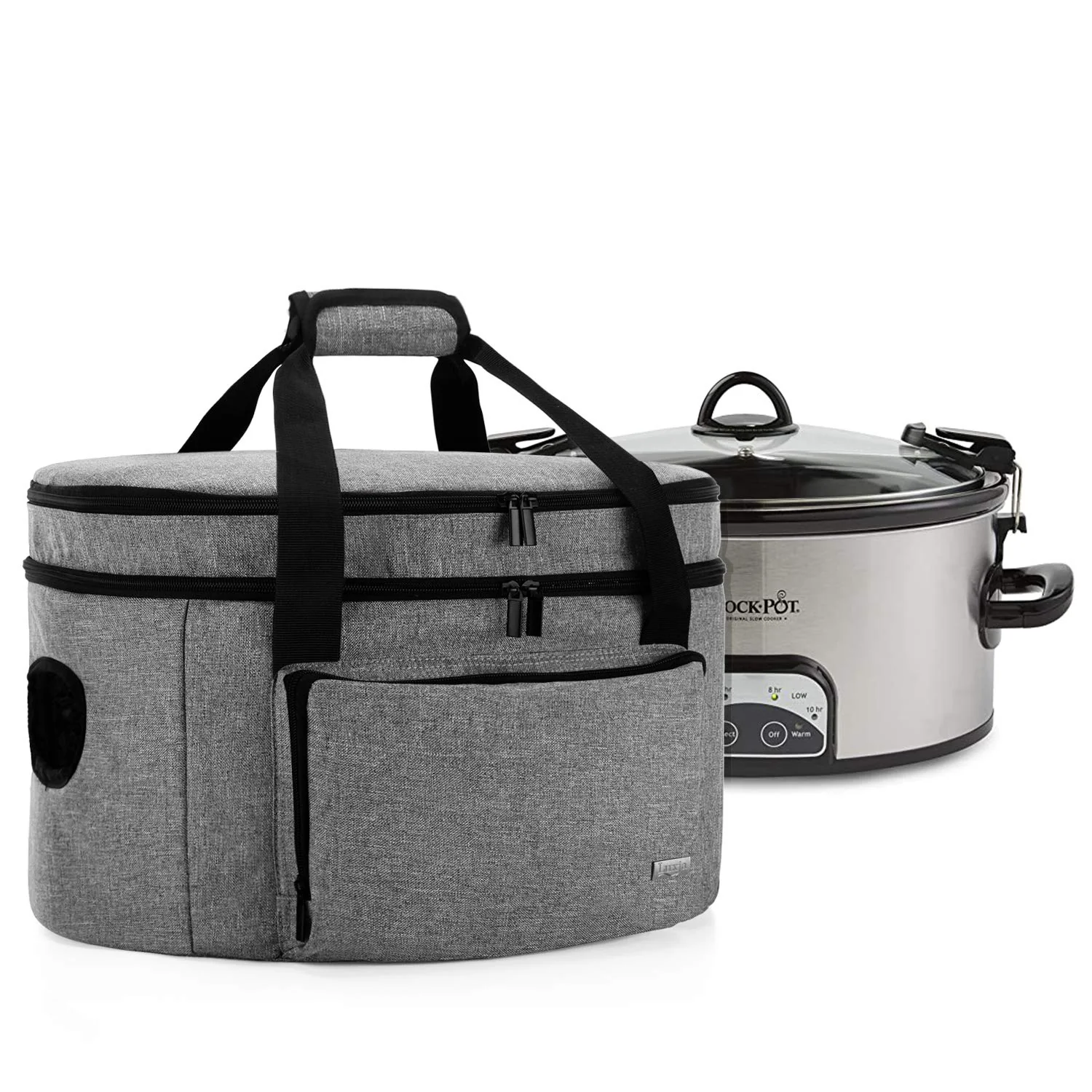 LUXJA Double Layers Slow Cooker Bag with Bottom Pad and Lid.