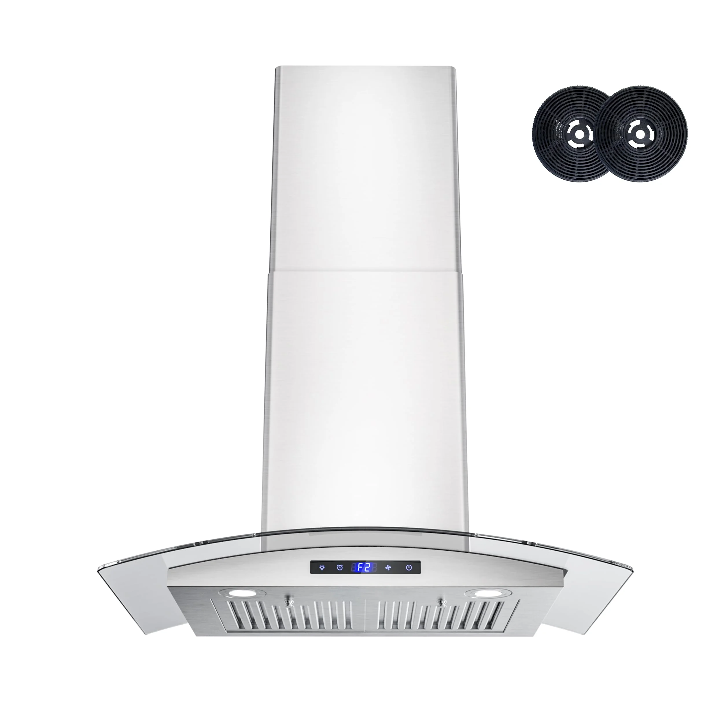 FIREGAS 30 inch Wall Mount Range Hood 600CFM with Ducted Exhaust Vent,3 Speed Fan,Soft Touch Controls,LED Lights,Permanent Filters in Stainless Steel,includes Charcoal Filter product image