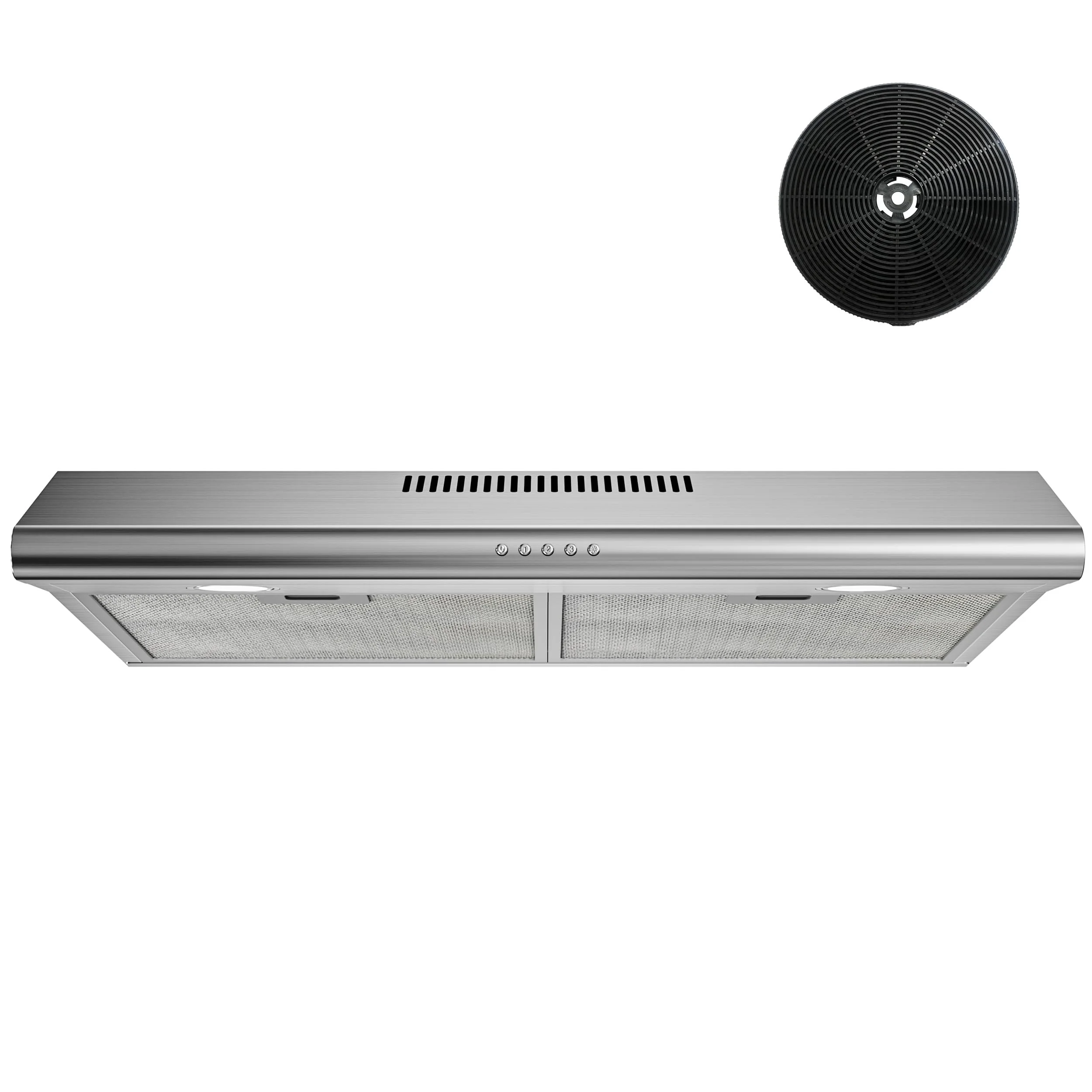 FIREGAS Under Cabinet Range Hood 30 inch, Ducted/Ductless Convertible Kitchen Hood Over Stove Vent, LED Light, 3 Speed Exhaust Fan, Reusable Aluminum Filters, Push Button, with Charcoal Filter product image
