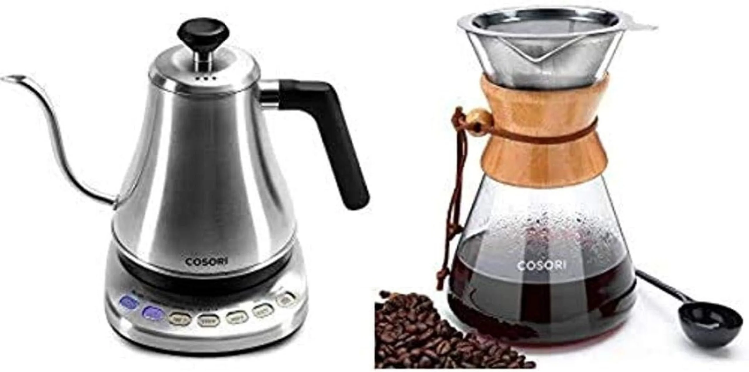 COSORI Electric Gooseneck Kettle with 5 Variable Presets, Pour Over Coffee Maker with 8 Cup Glass Coffee Pot&Coffee Brewer with Stainless Steel Filter product image