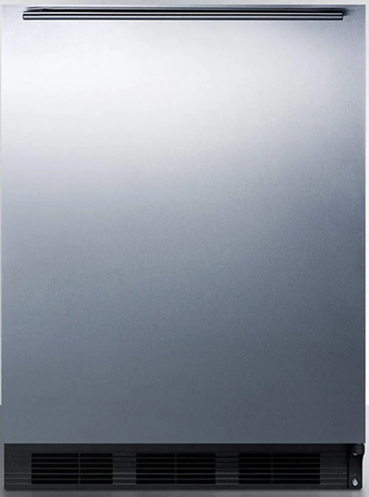 Summit Appliance CT663BKSSHHADA 24" Wide Refrigerator-Freezer, ADA Compliant; 5.1 cu.ft.; Cycle Defrost; Stainless Steel Wrapped Door; Wine Shelf; Clear Crisper Drawer; Reversible Door product image