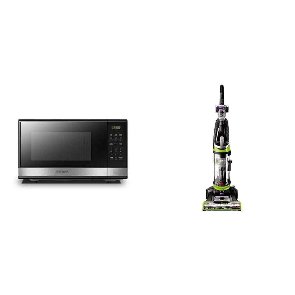 BLACK+DECKER Digital Microwave Oven 1.1 Cu.ft and BISSELL CleanView Swivel Upright Bagless Vacuum product image