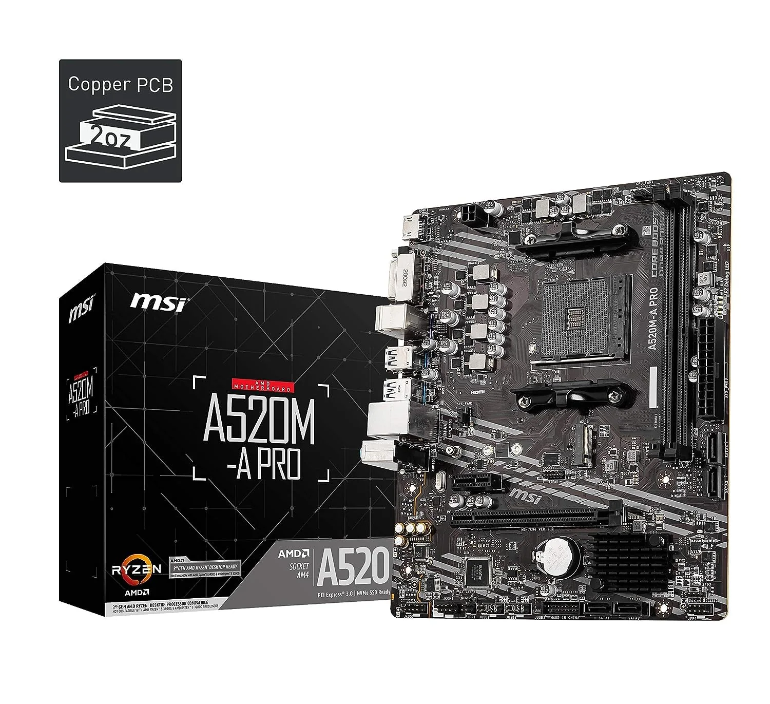 MSI A520M-A PRO Gaming Motherboard (Micro-ATX)