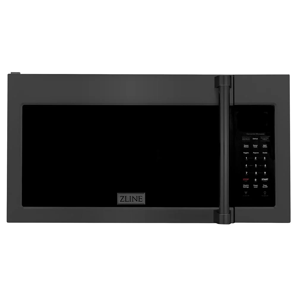 ZLINE Over the Range Convection Microwave Oven in Black Stainless Steel with Traditional Handle and Sensor Cooking product image
