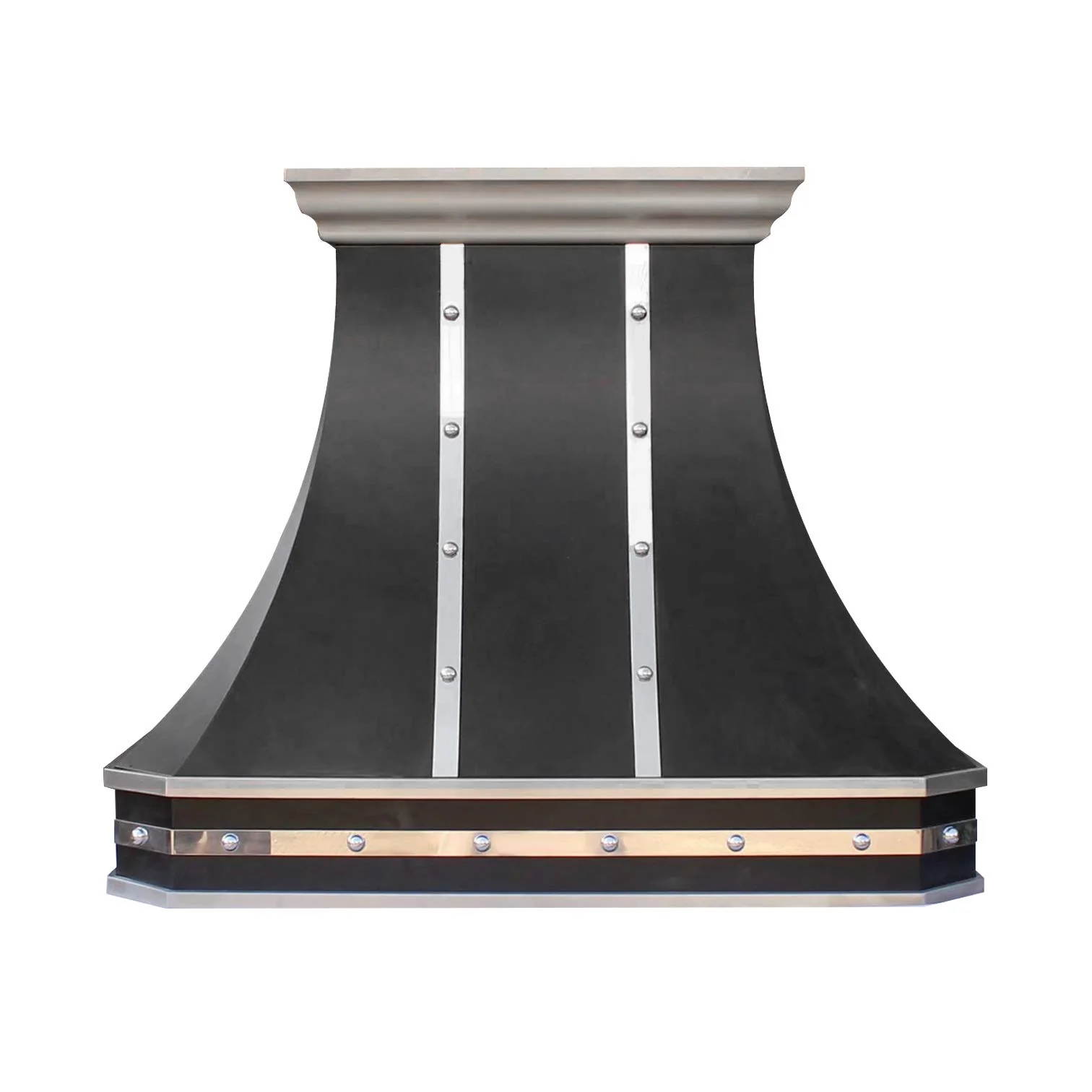 Black Stainless Steel Range Hood Wall Mount 48’’ W,39’’ H, CT Copper Tailor Custom Handmade Metal Kitchen Vent Hood, With 4-Speed Exhaust Fan & LED Light,SH3D-C-2TR-M product image