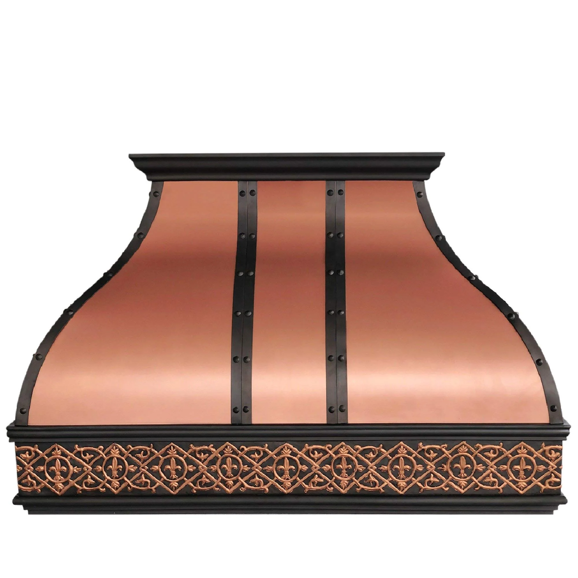SINDA Handmade Unique Copper Range Hood, Professional SUS304 Liner with Internal Motor and Baffle Filter, Easy Installation, Wall Mount, Light Hammered-Oil Rubbed Bronze, 42"W x 48"H, H2PA-LLOW4248 product image